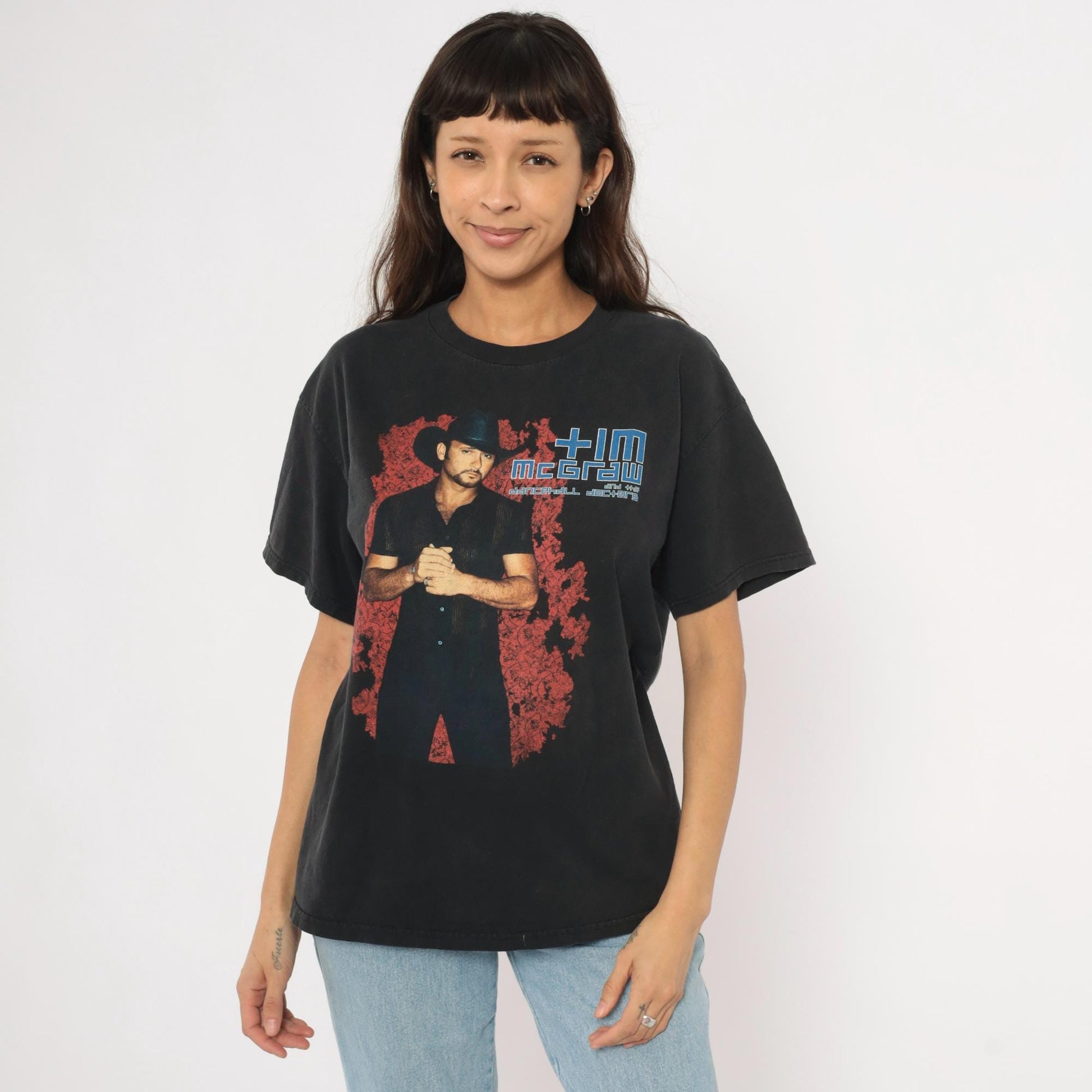 Tim McGraw Dancehall Doctors 2003 Tour Tee Black Concert Graphic Cotton Large L
