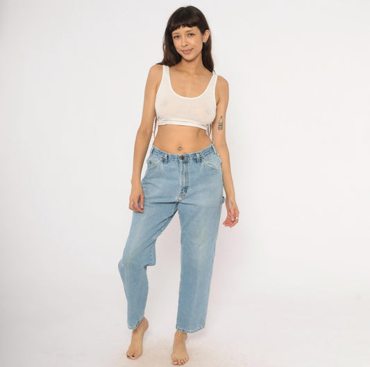 Dickies Carpenter Jeans 2000s Light Wash Straight Leg Distressed Denim Small