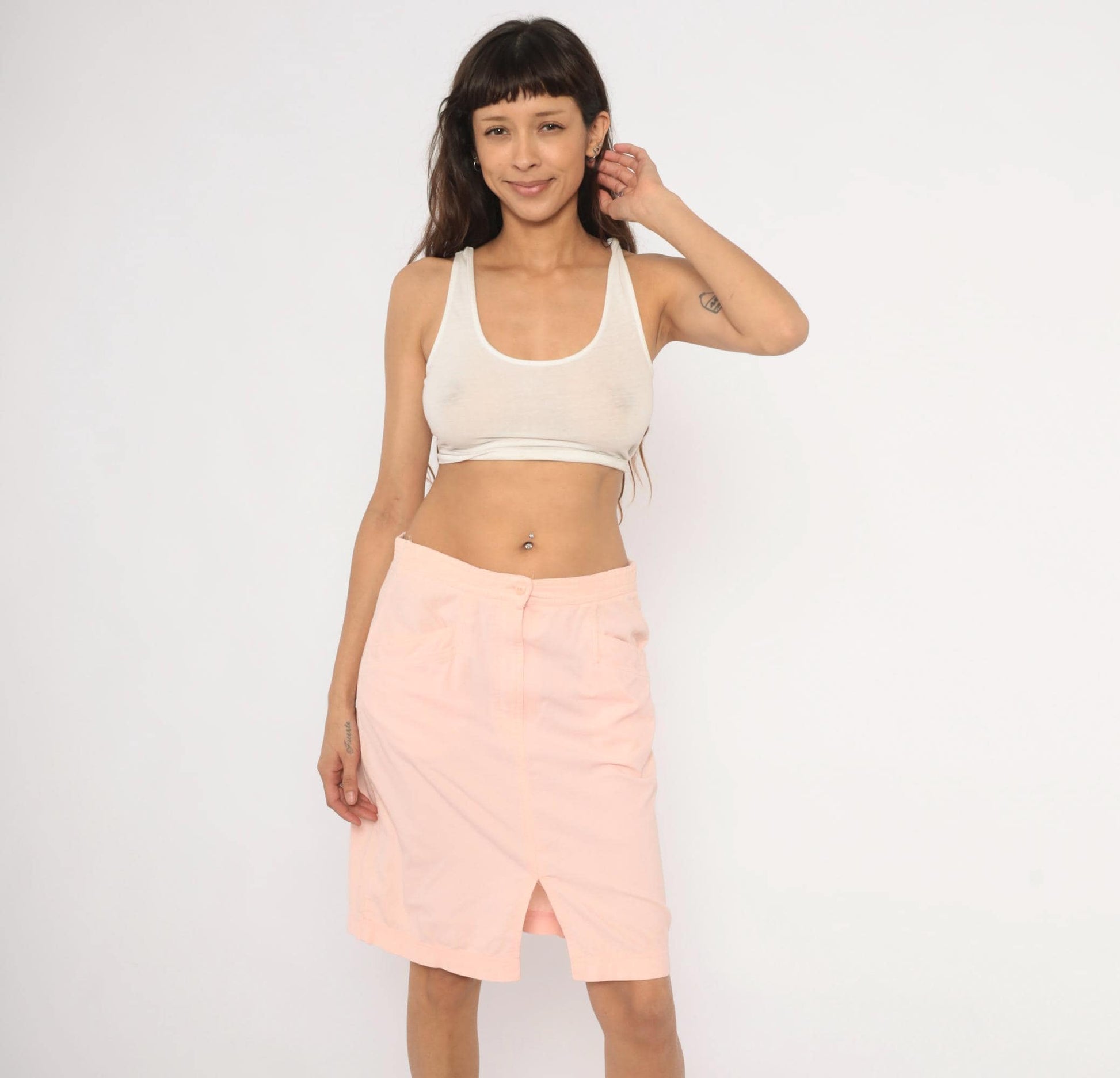 90s Wyndham Sport Blush Pink Pencil Skirt Cotton Knee-Length Small S
