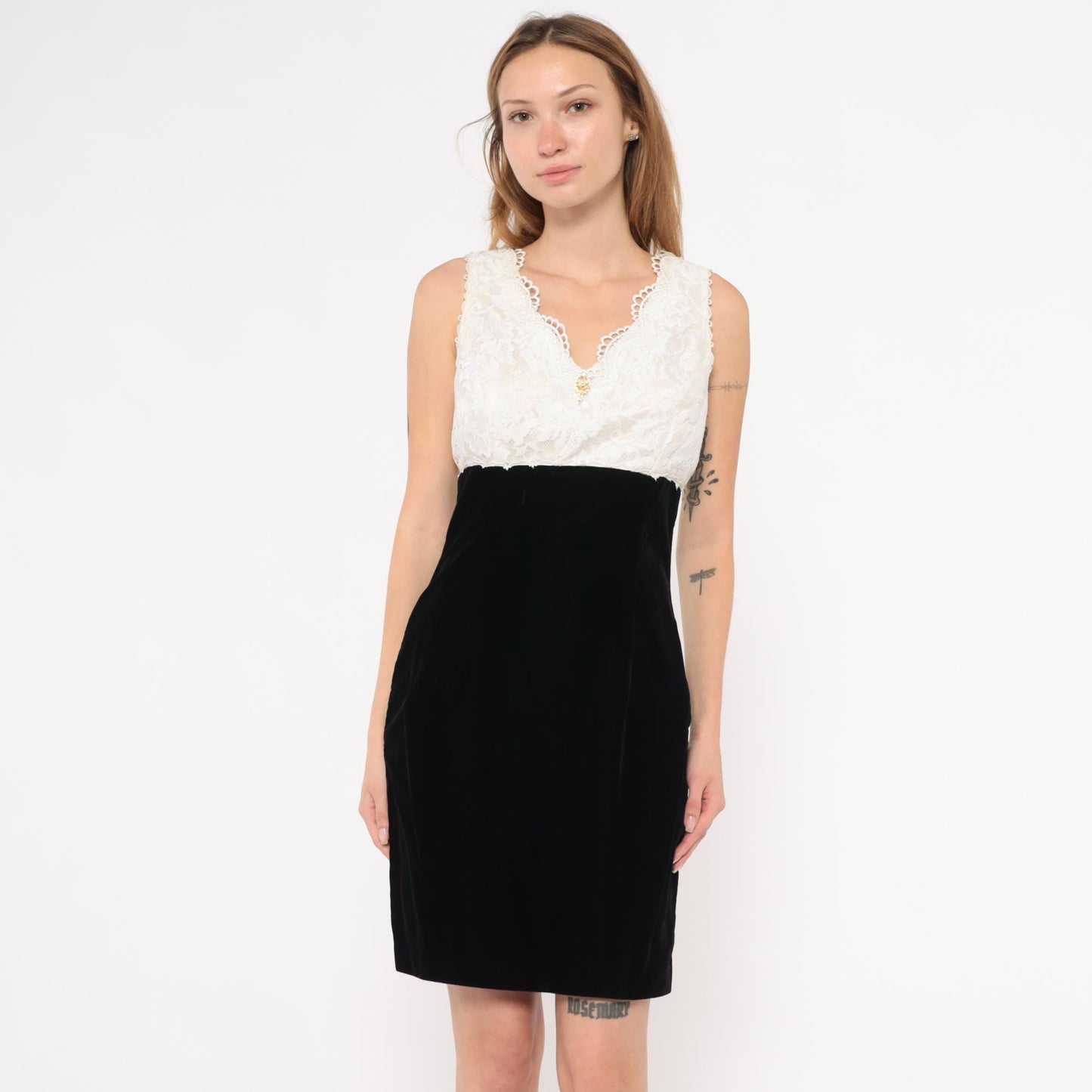 Gunne Sax Jessica McClintock Velvet Lace Mini Dress Open Back Black Cream Medium