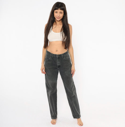 90s Rustler High-Waist Straight Leg Jeans Faded Black Denim Medium