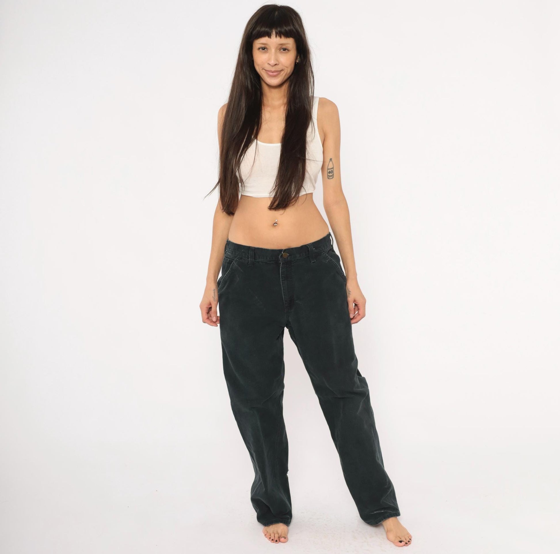 90s Carhartt Black Canvas Carpenter Pants Relaxed Straight Leg Large L