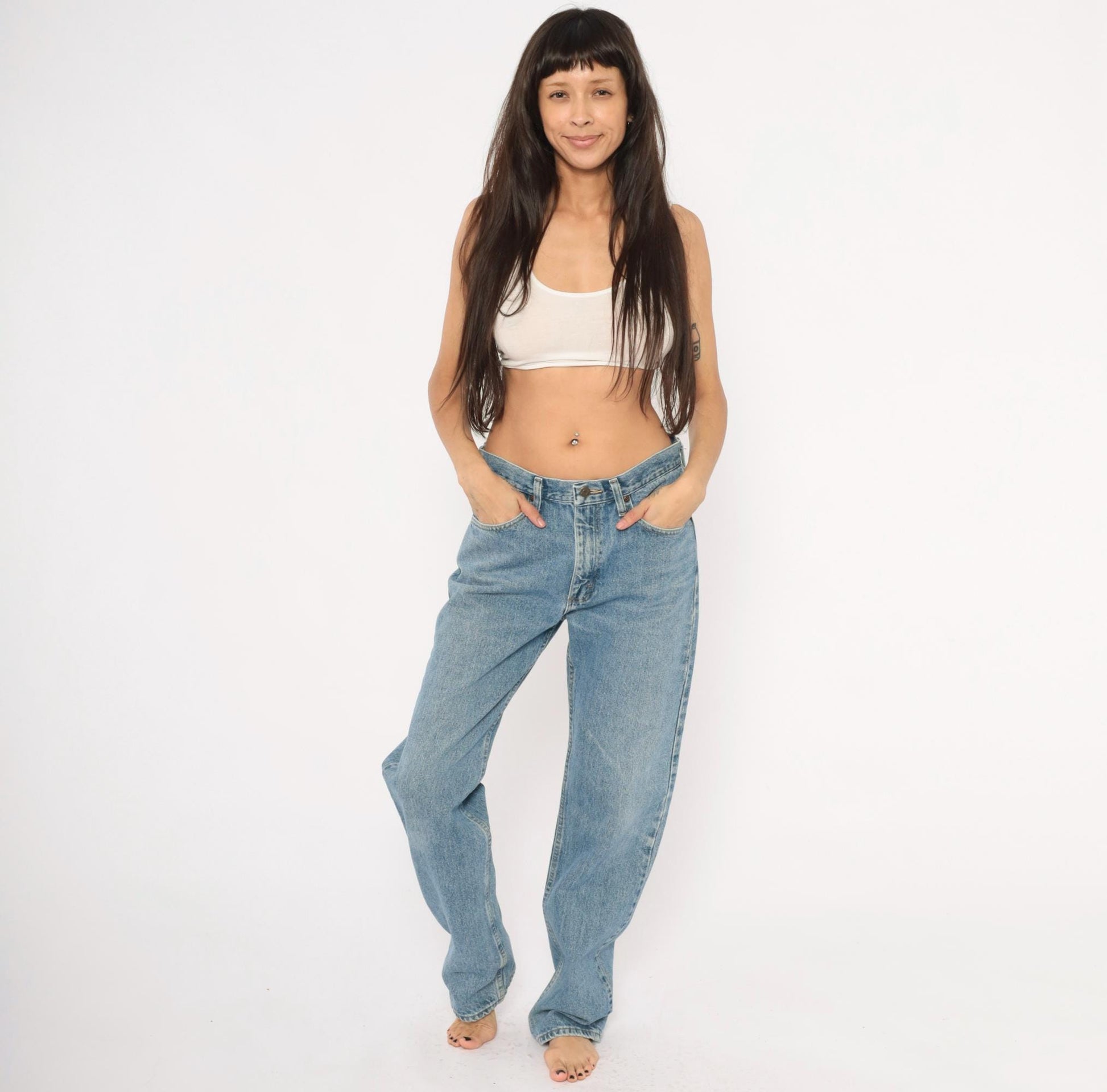 90s Wrangler Straight Leg Jeans Light Stonewash Blue Cotton 32x34