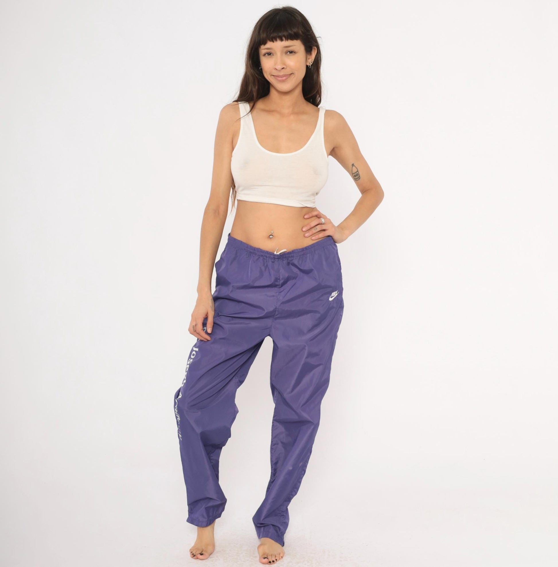 90s Nike Purple Nylon Windbreaker Pants Straight Leg Large L