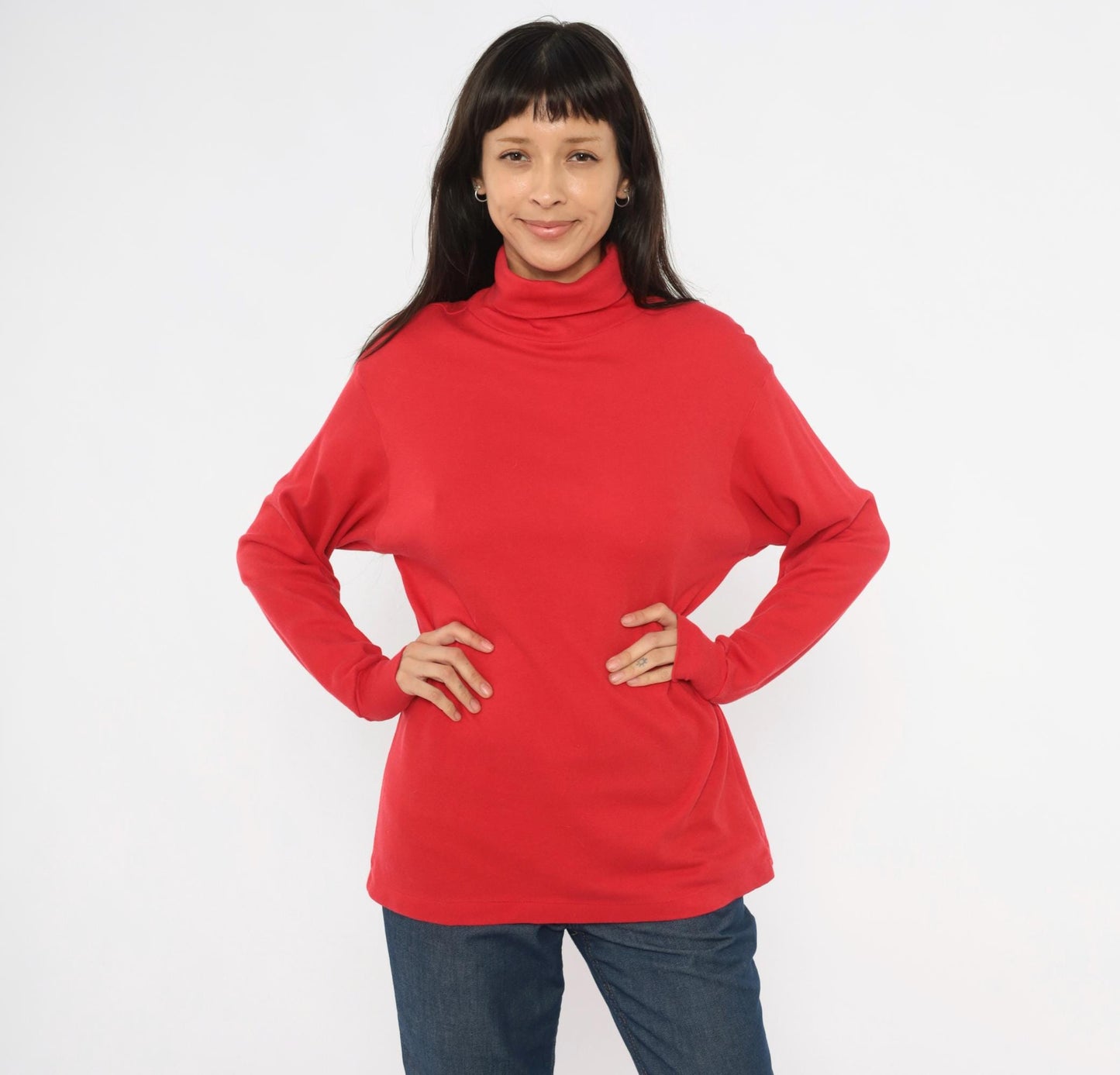 90s The Eagle's Eye Red Turtleneck Cotton Pullover Tunic Large XL