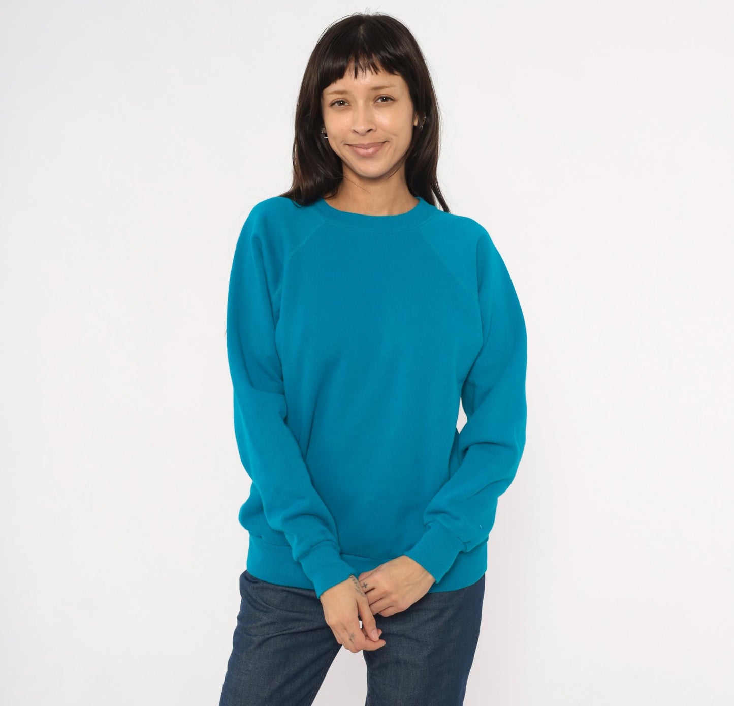80s Pannil Teal Raglan Sweatshirt Crewneck Pullover Extra Large XL