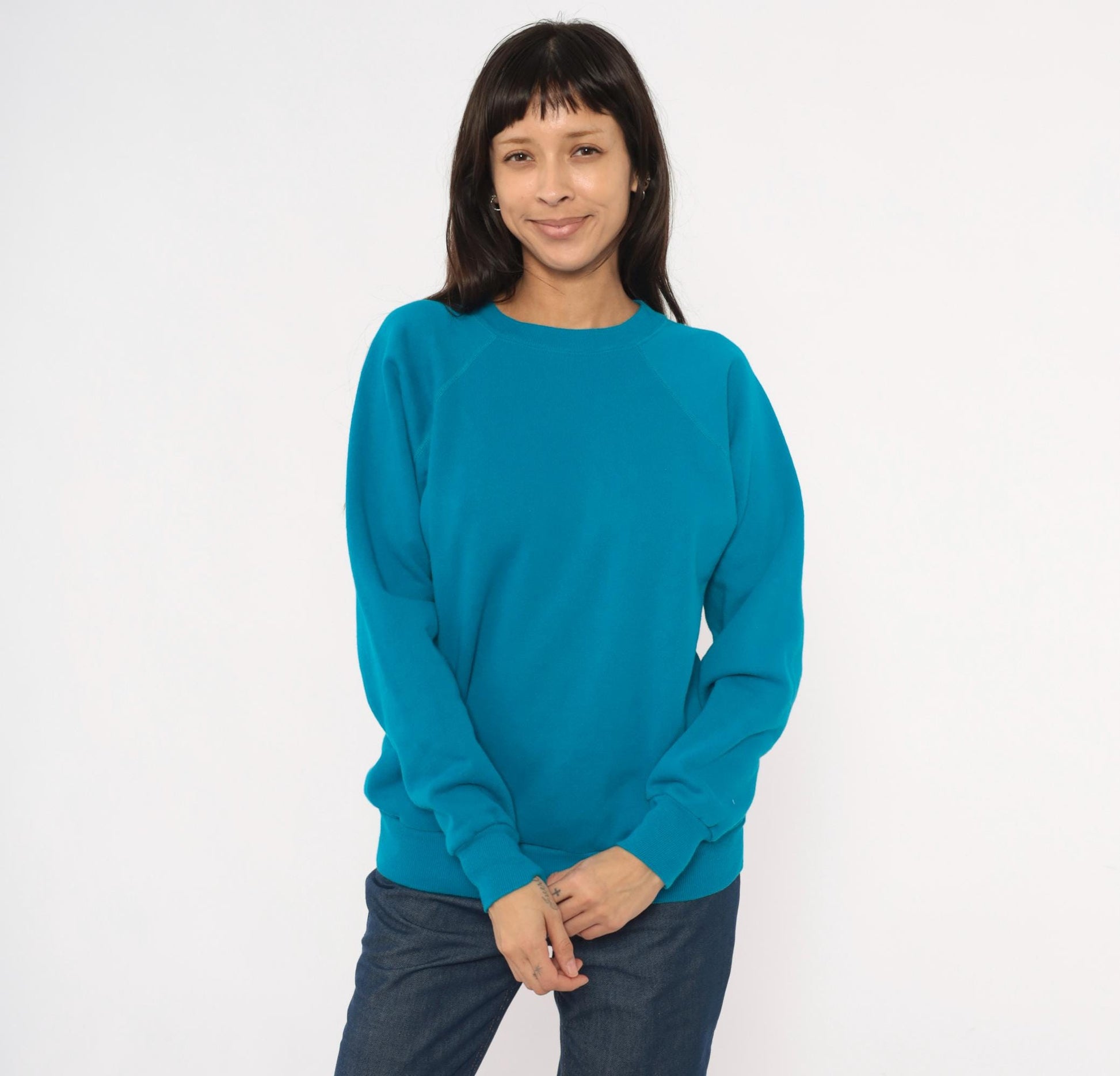 80s Pannil Teal Raglan Sweatshirt Crewneck Pullover Extra Large XL