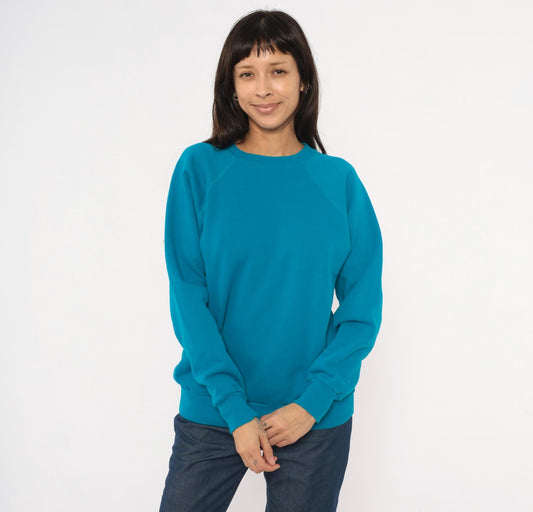 80s Pannil Teal Raglan Sweatshirt Crewneck Pullover Extra Large XL