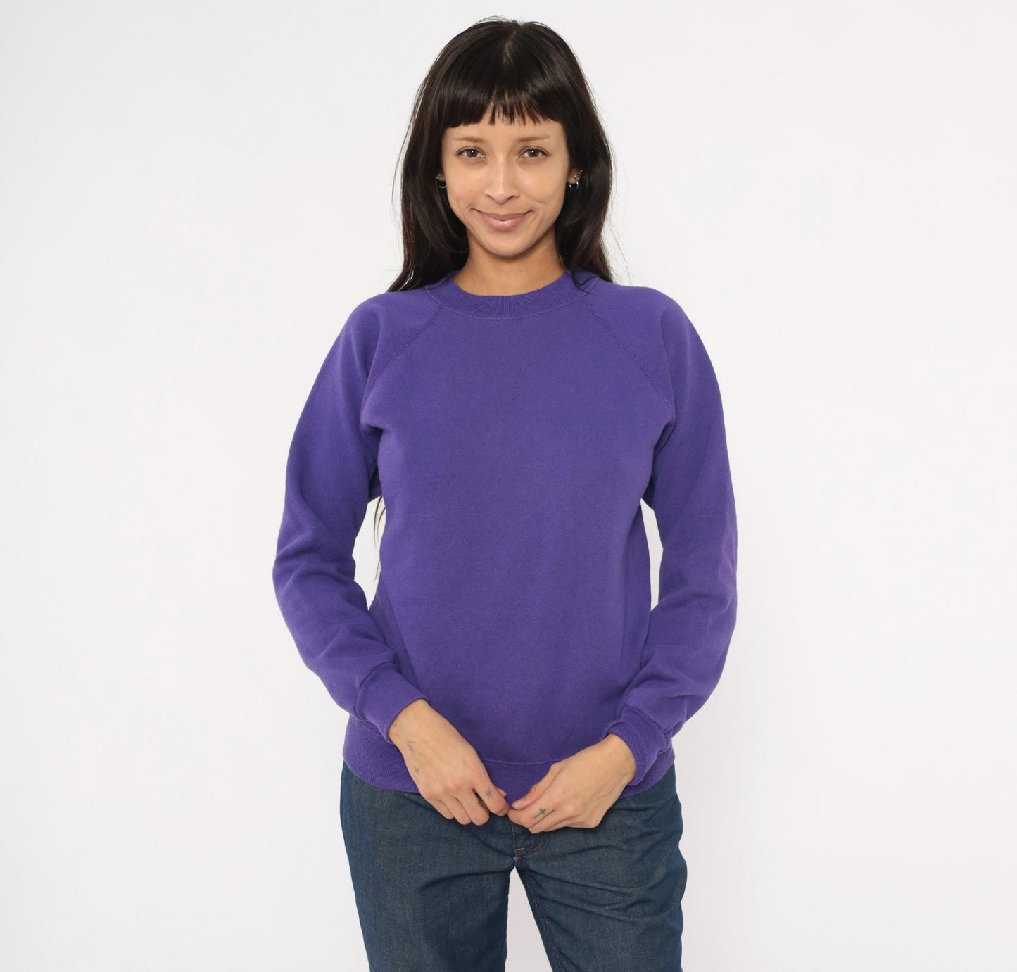 90s Hanes Sport Purple Crewneck Sweatshirt Raglan Sleeve Small S