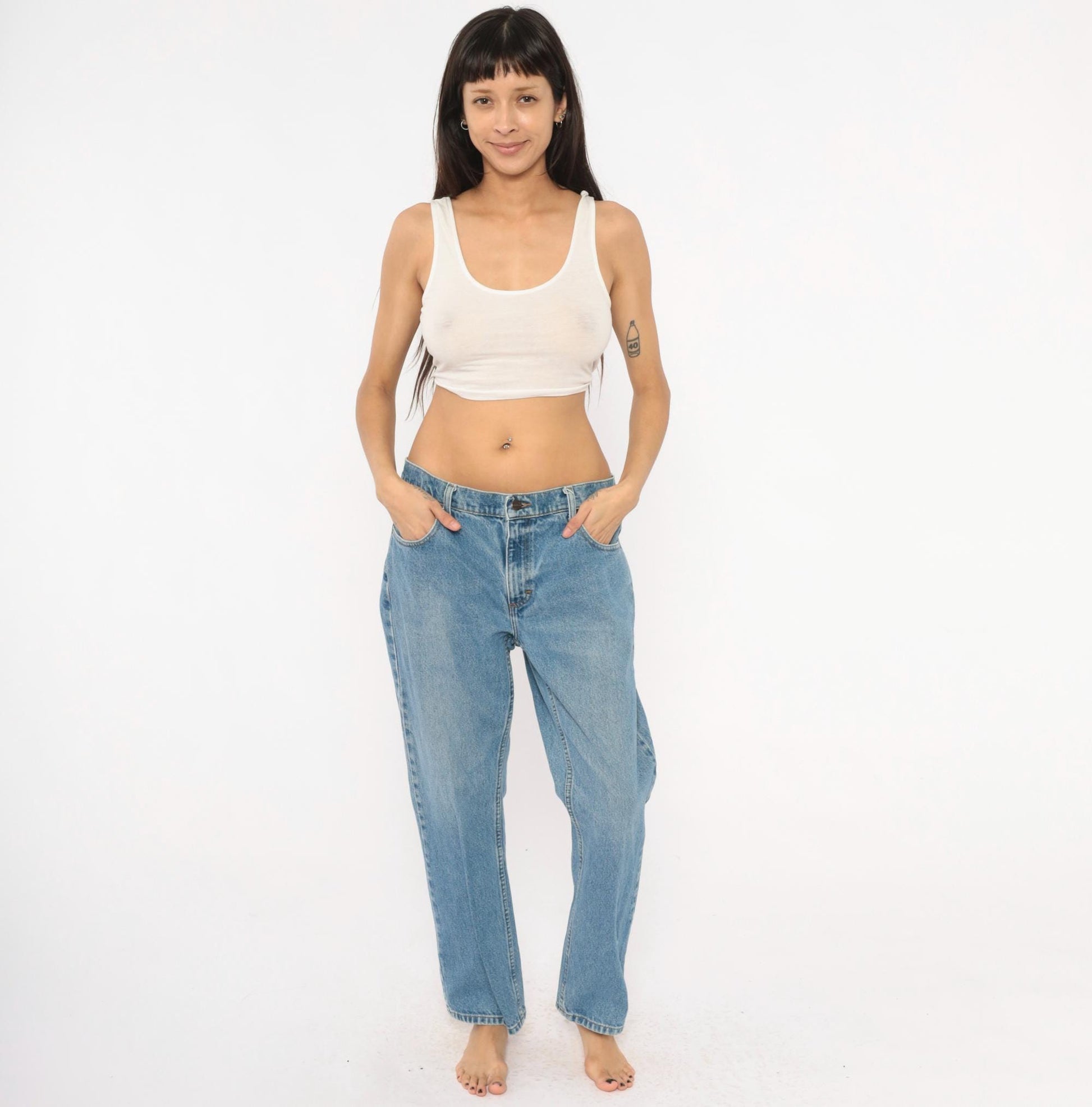 L.L. Bean Straight Leg Jeans 90s Medium Wash Denim Blue Cotton 35x29