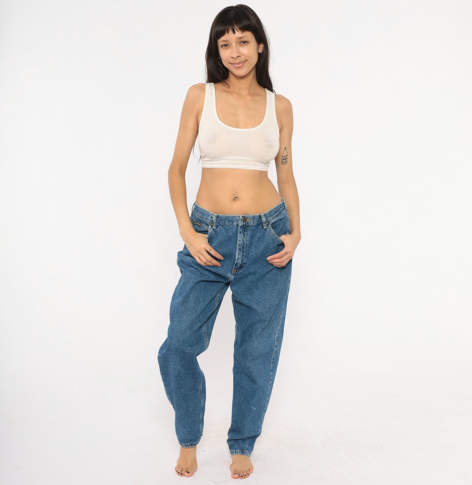 90s Riders Mom Jeans High Waisted Stonewash Blue Denim Straight Leg Medium M