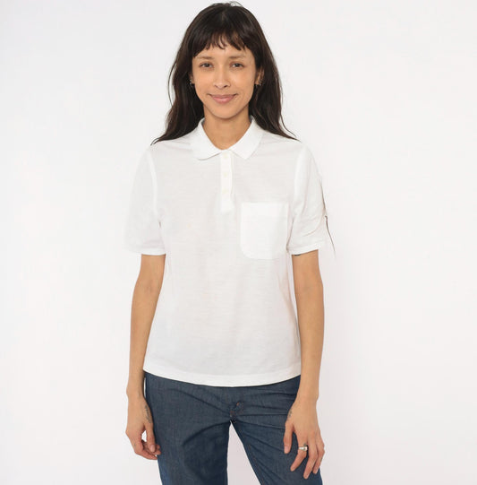 80s Lily's of Beverly Hills White Polo Shirt Embroidered Monogram Small