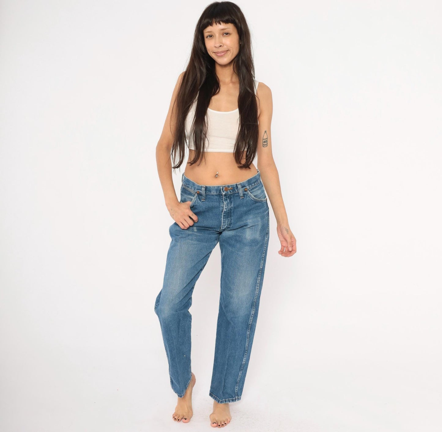 90s Wrangler Cowboy Cut Jeans Straight Leg Medium Wash High Rise Small