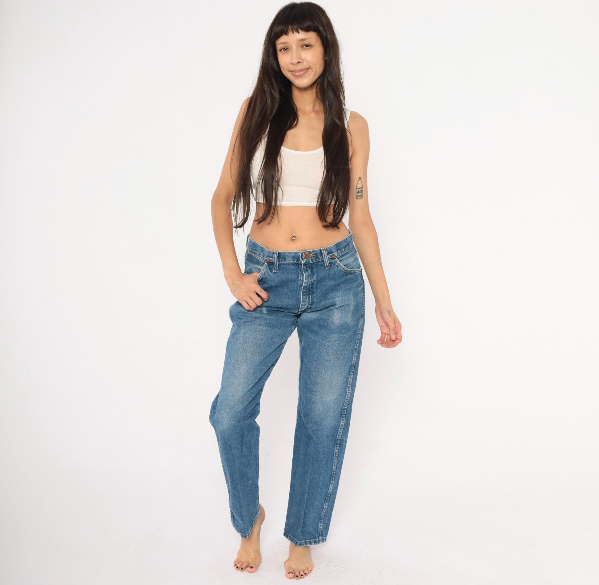 90s Wrangler Cowboy Cut Jeans Straight Leg Medium Wash High Rise Small