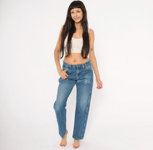 90s Wrangler Cowboy Cut Jeans Straight Leg Medium Wash High Rise Small