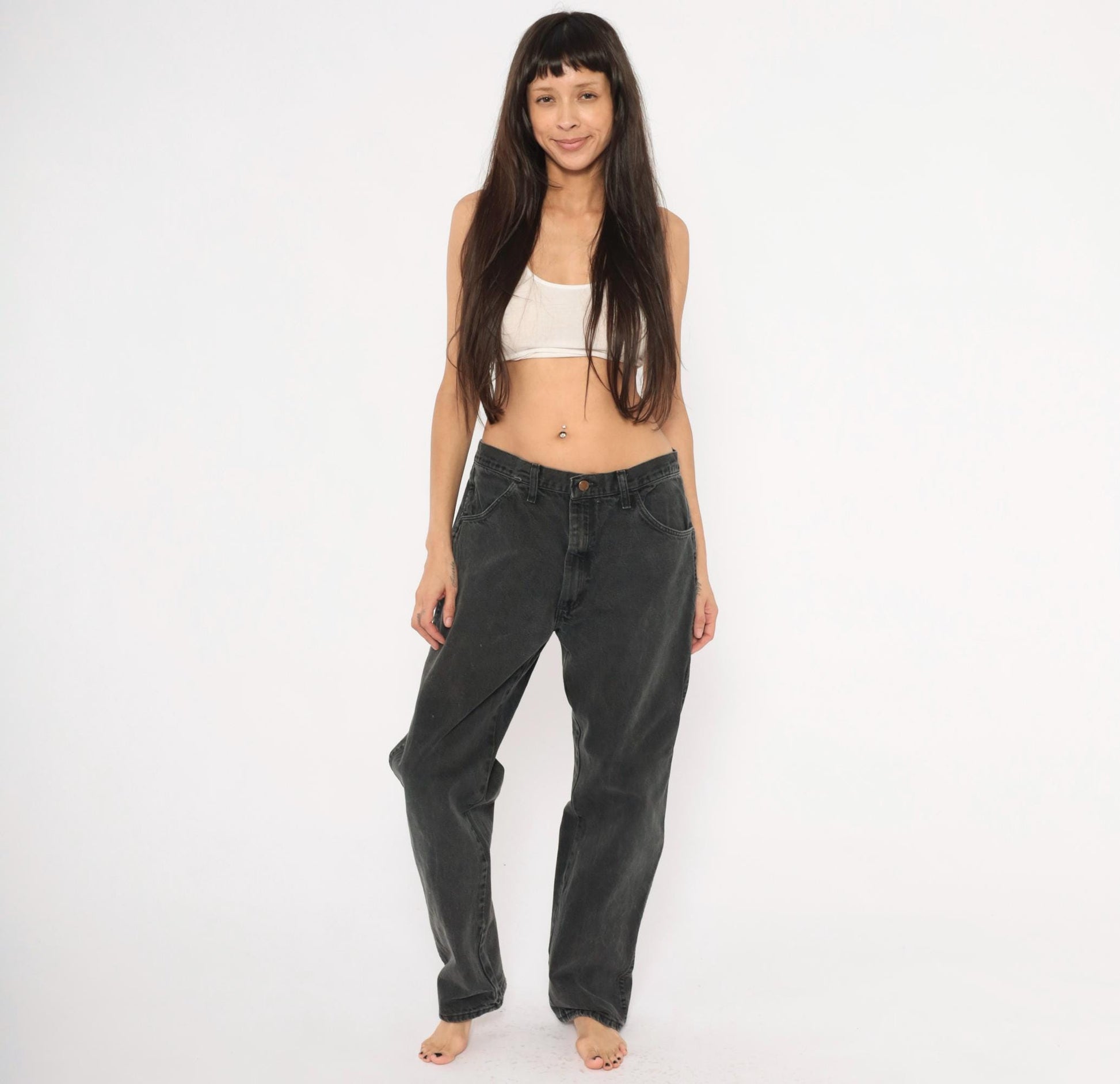 90s Rustler Faded Black High Rise Straight Leg Jeans 36x32