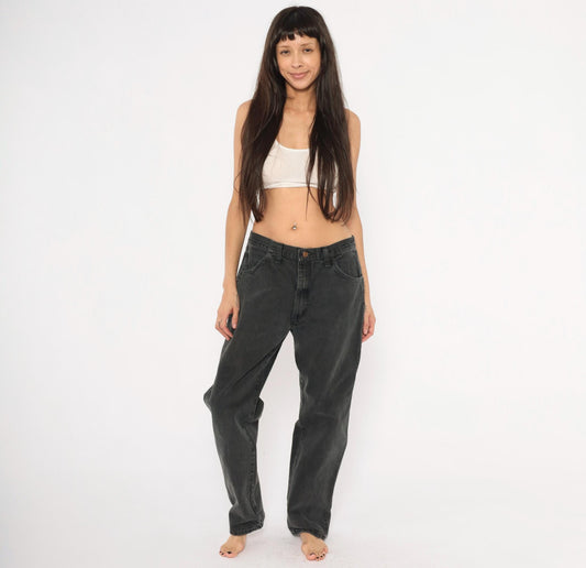 90s Rustler Faded Black High Rise Straight Leg Jeans 36x32