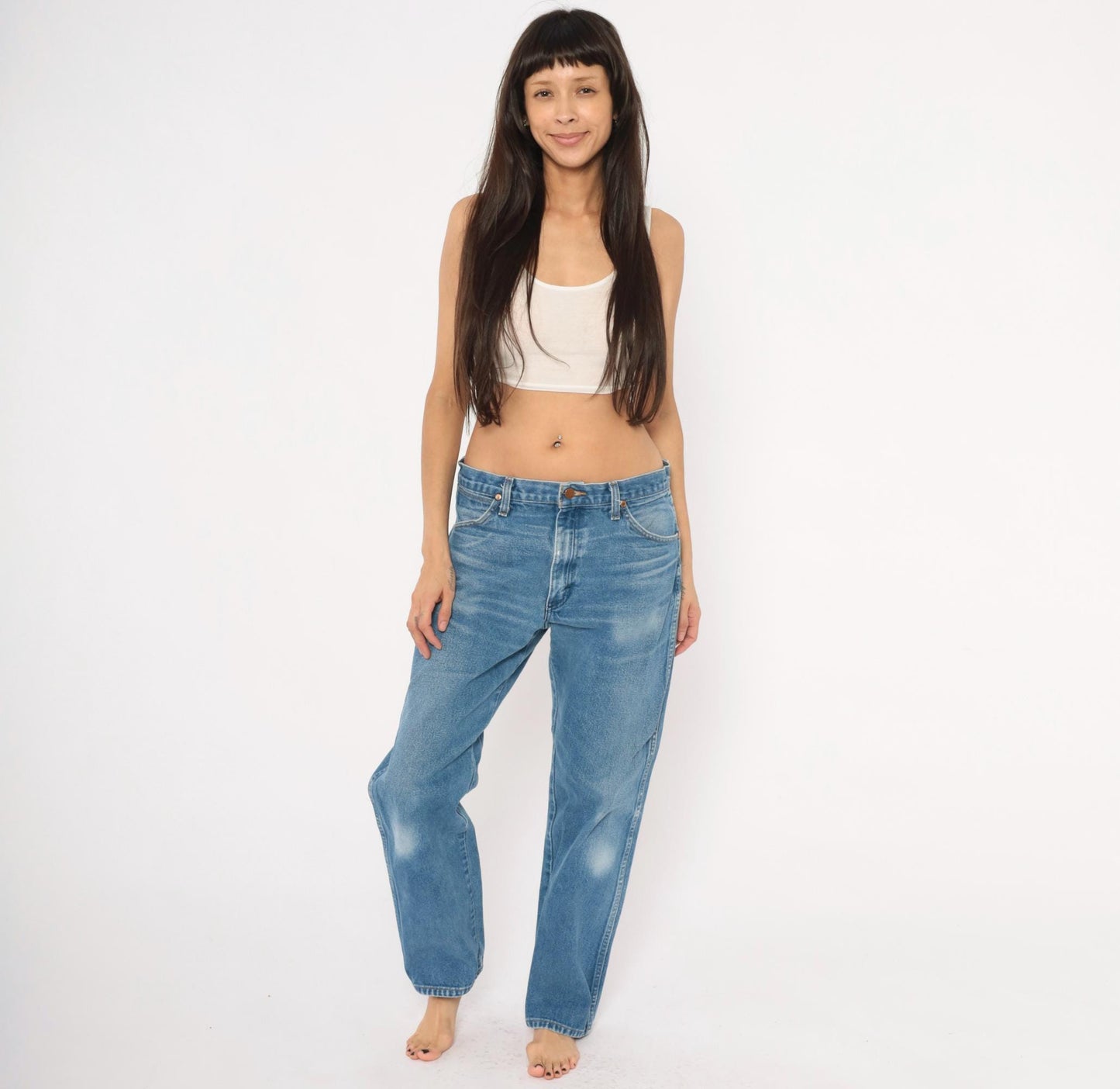 90s Wrangler Cowboy Cut Straight Leg Jeans Medium Wash Cotton 34x31