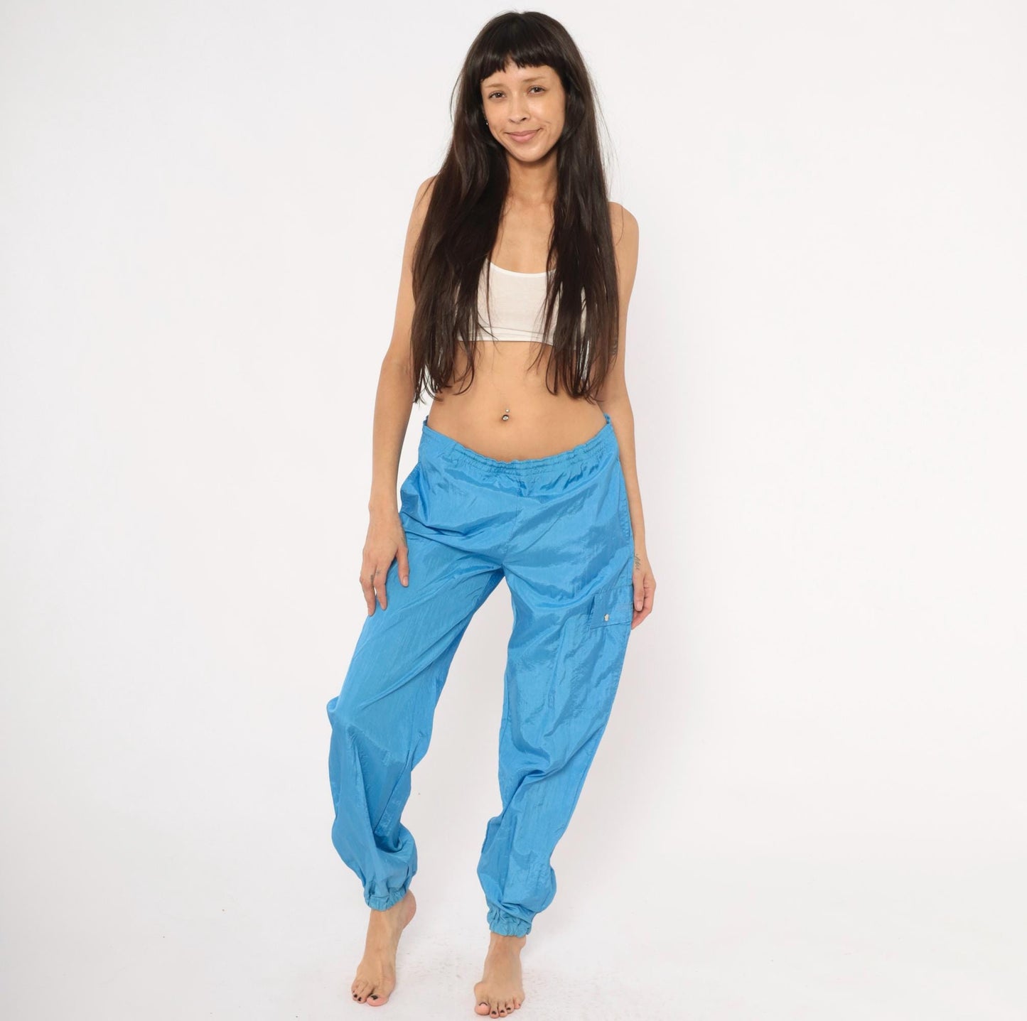 90s Converse Windbreaker Track Pants Sky Blue Nylon Large L