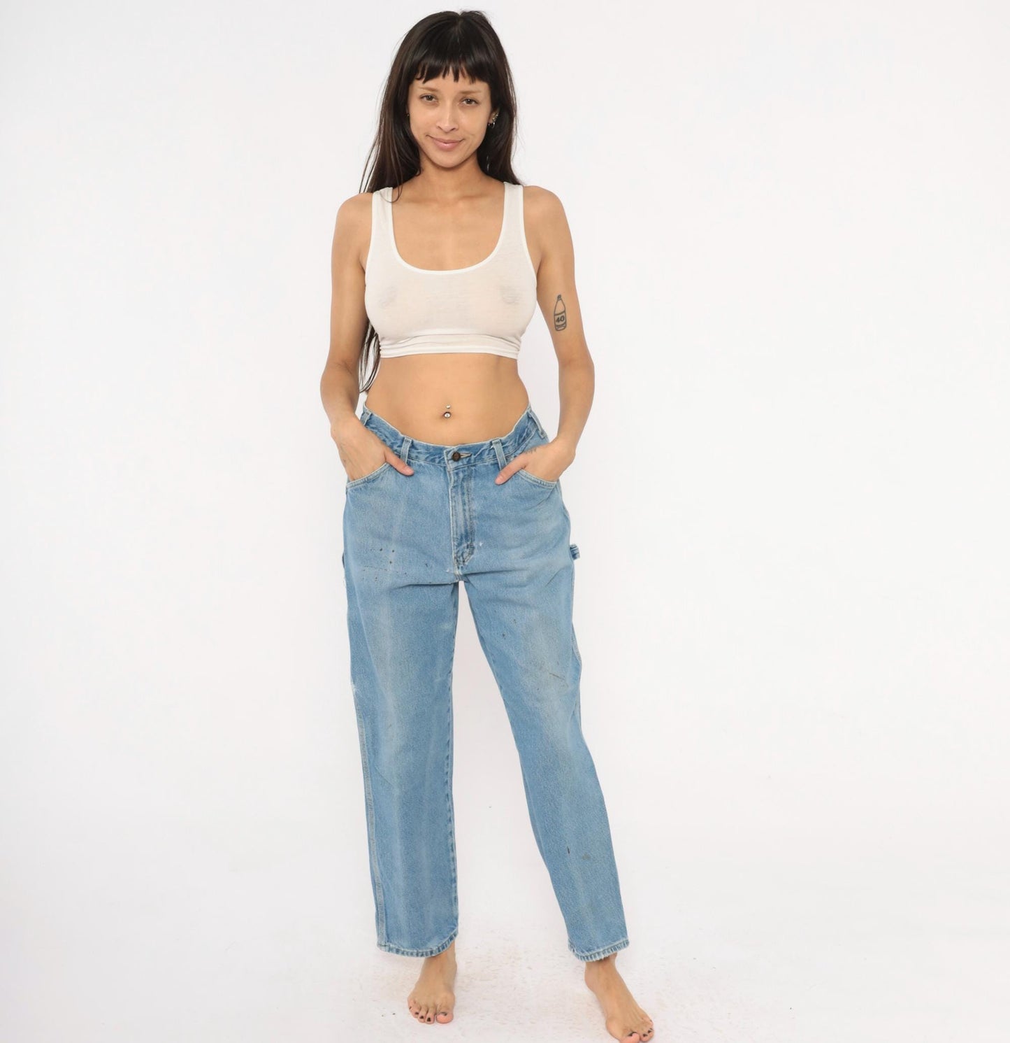 Dickies Carpenter Jeans 2000s Light Wash Straight Leg Workwear Denim Medium M