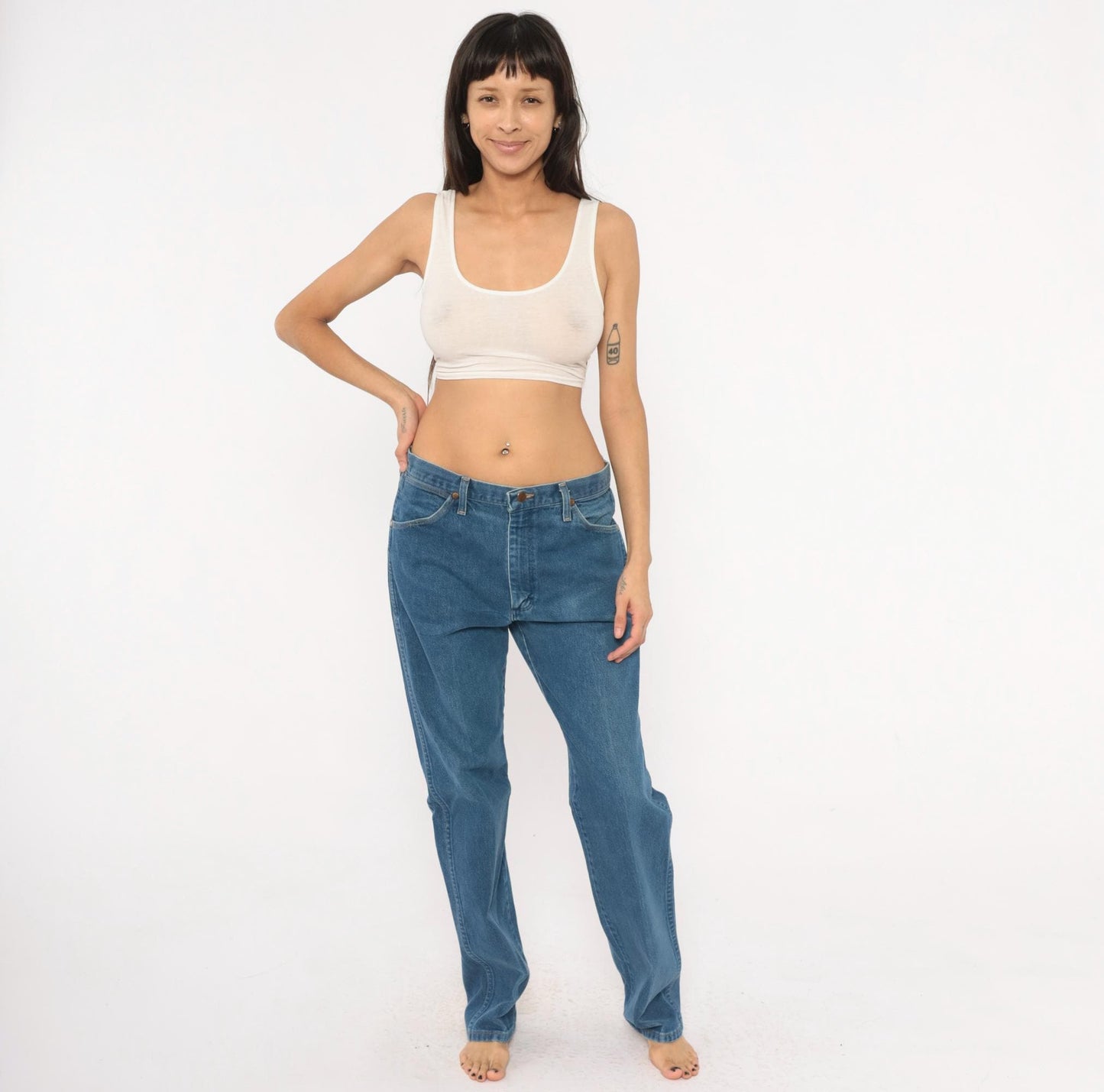 90s Wrangler Jeans Blue Denim Straight Leg High Rise Cotton 34x33