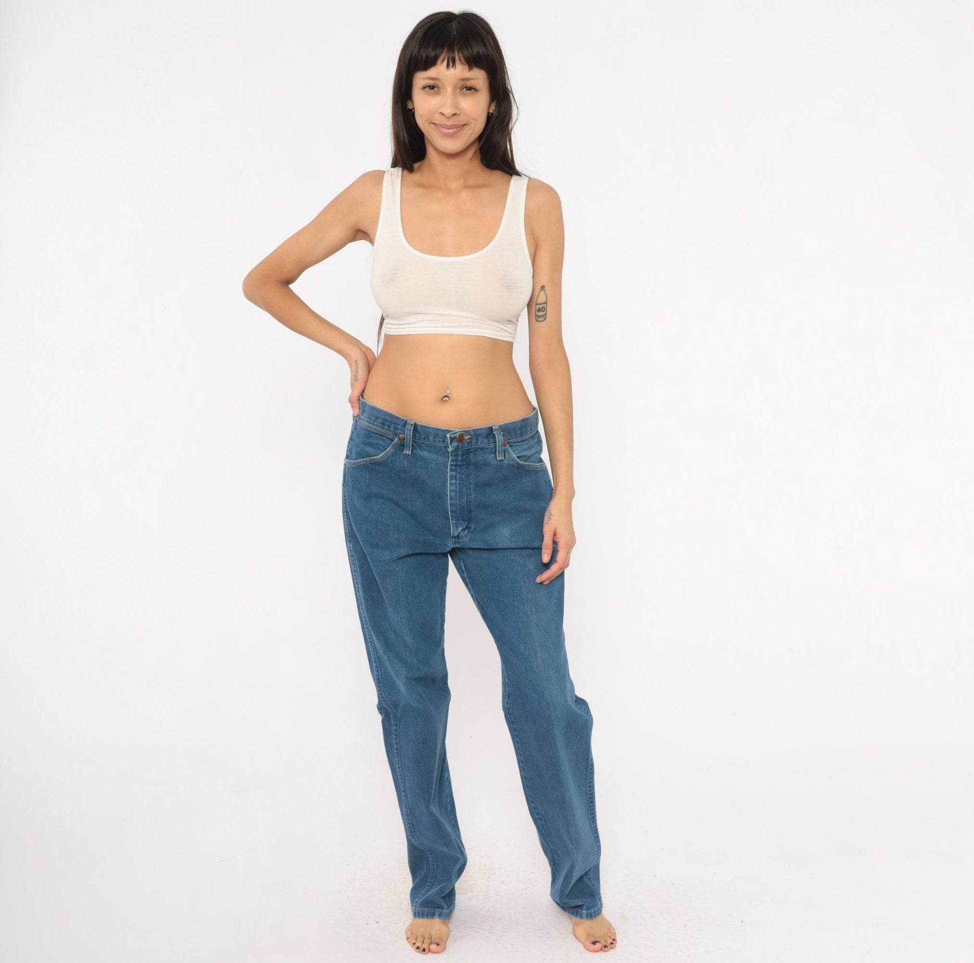 90s Wrangler Jeans Blue Denim Straight Leg High Rise Cotton 34x33