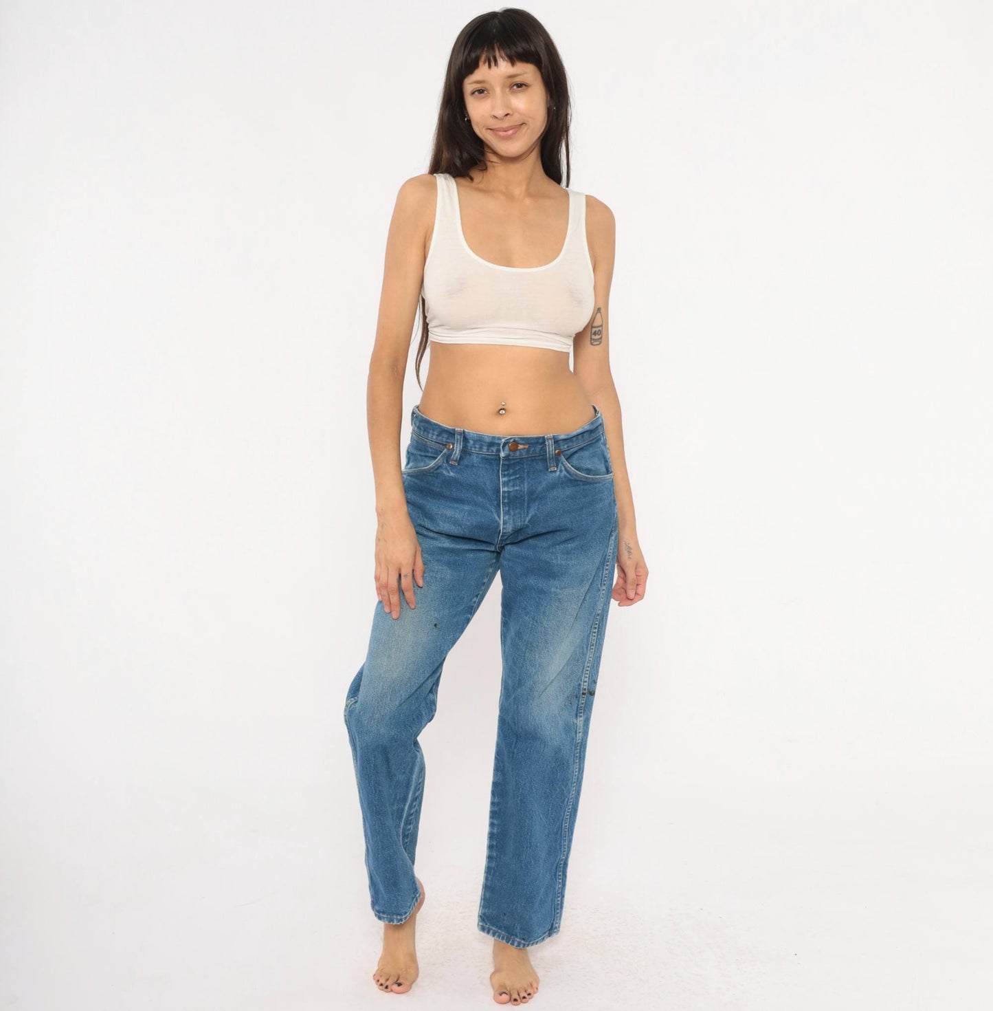 90s Wrangler Jeans Medium Wash Straight Leg Cotton Western Blue Medium M