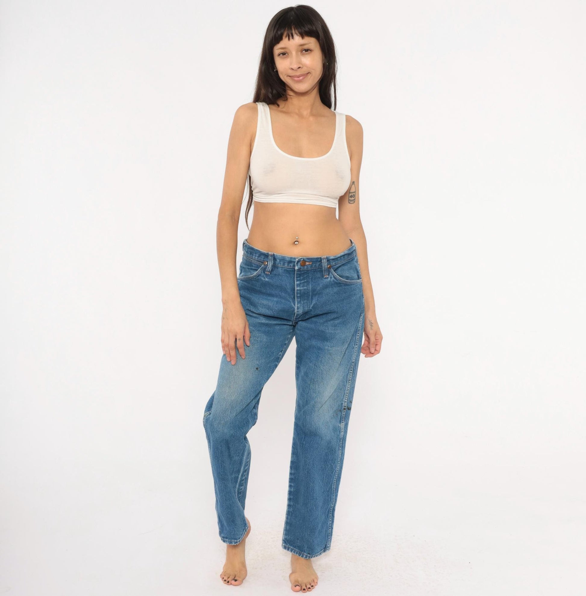 90s Wrangler Jeans Medium Wash Straight Leg Cotton Western Blue Medium M