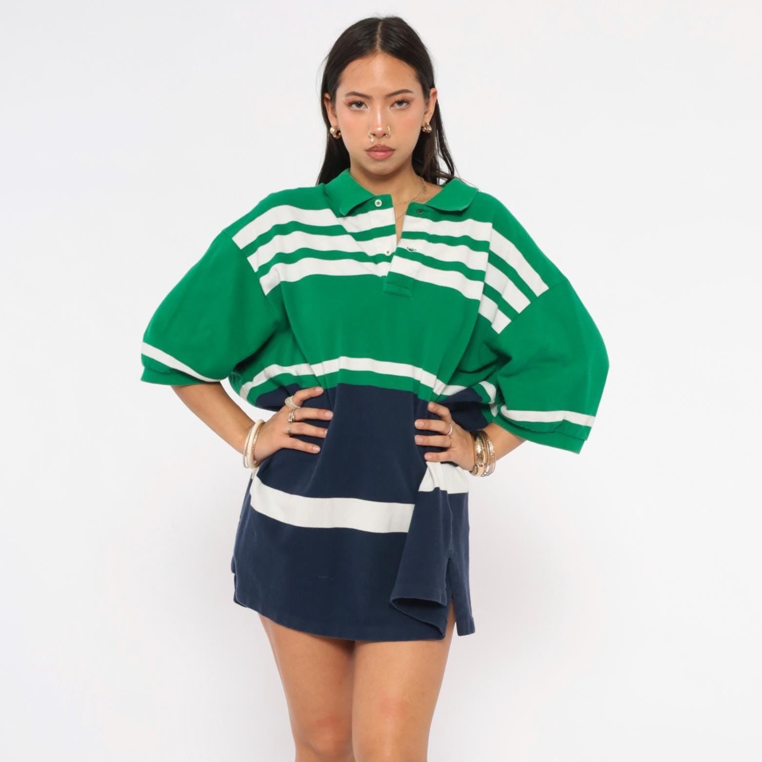 Polo Ralph Lauren Green Striped Rugby Polo Colorblock Navy XXL