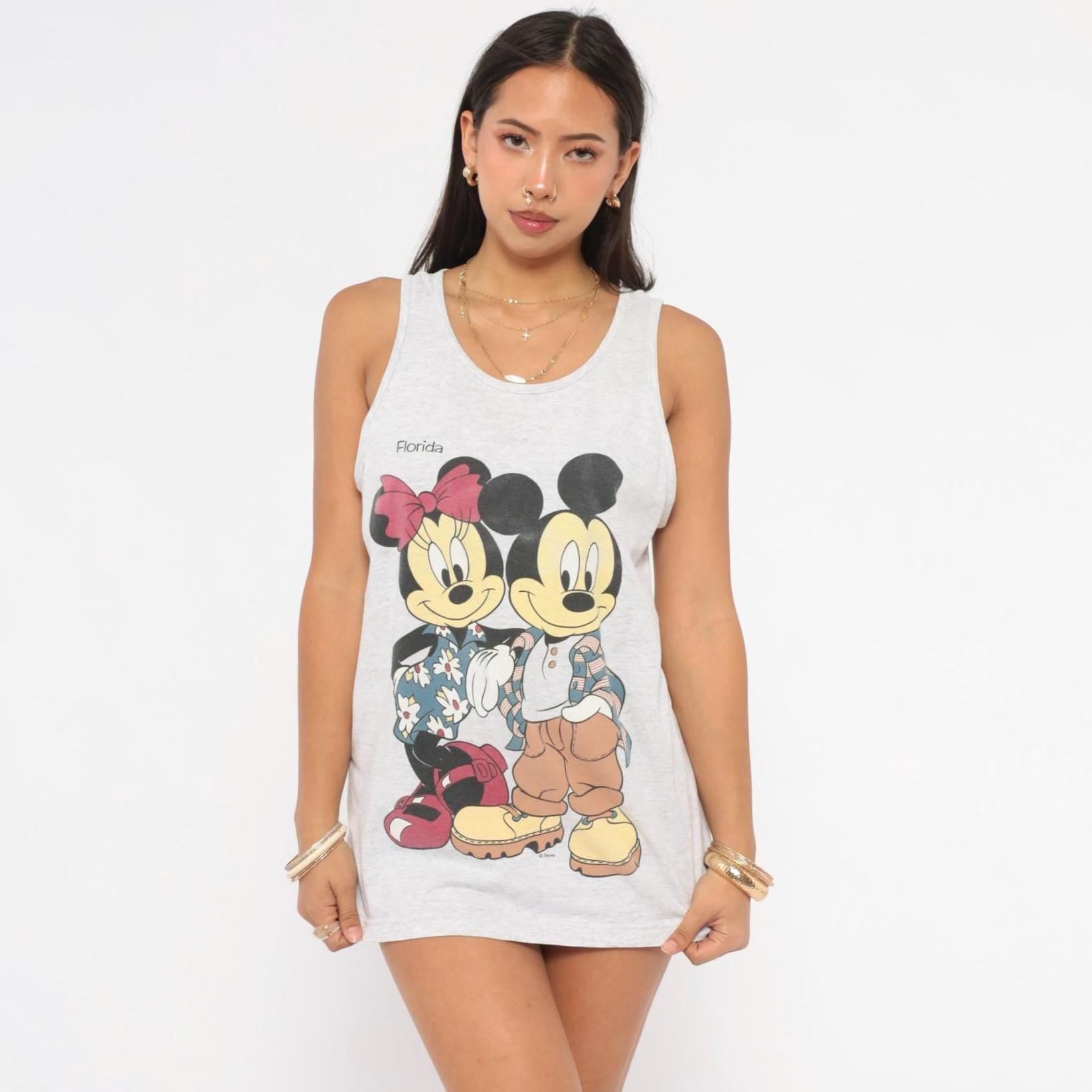 90s Mickey Minnie Mouse Tank Grey Heather Florida Disney Graphic Medium M