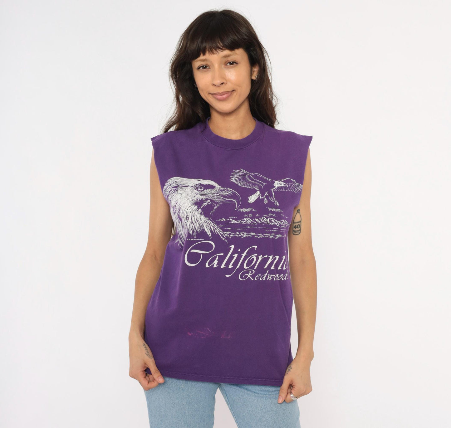 90s Jerzees Purple Eagle California Redwoods Muscle Tank Medium M