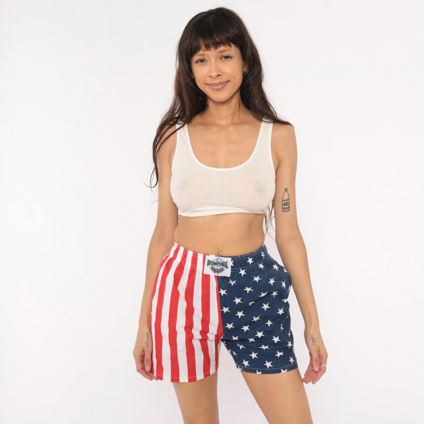 90s International Baggyz American Flag Shorts Stars Stripes Navy Small
