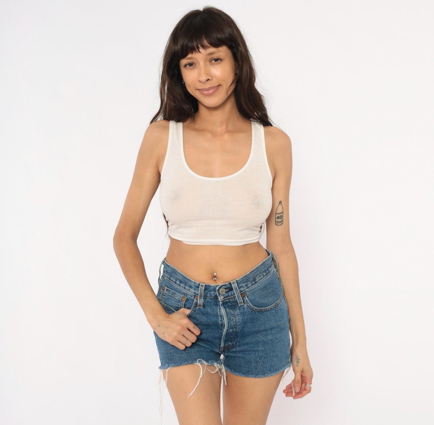 Levi's 501 Cutoff Shorts Blue Denim Button Fly High Rise Small