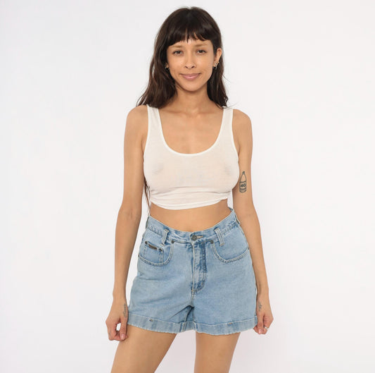 90s NY Jeans Light Wash Denim Shorts High Rise Cuffed Medium M