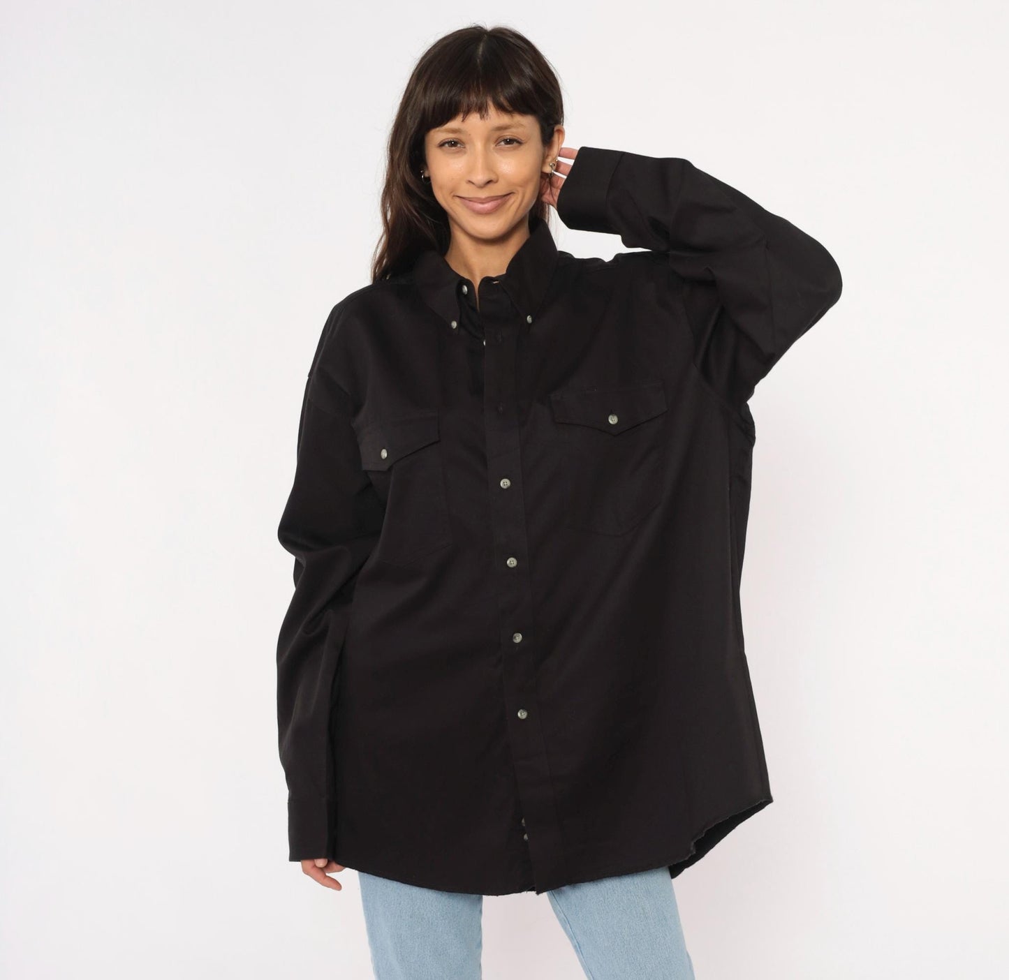 2000s Wrangler Black Western Shirt Cotton Snap Button XXL