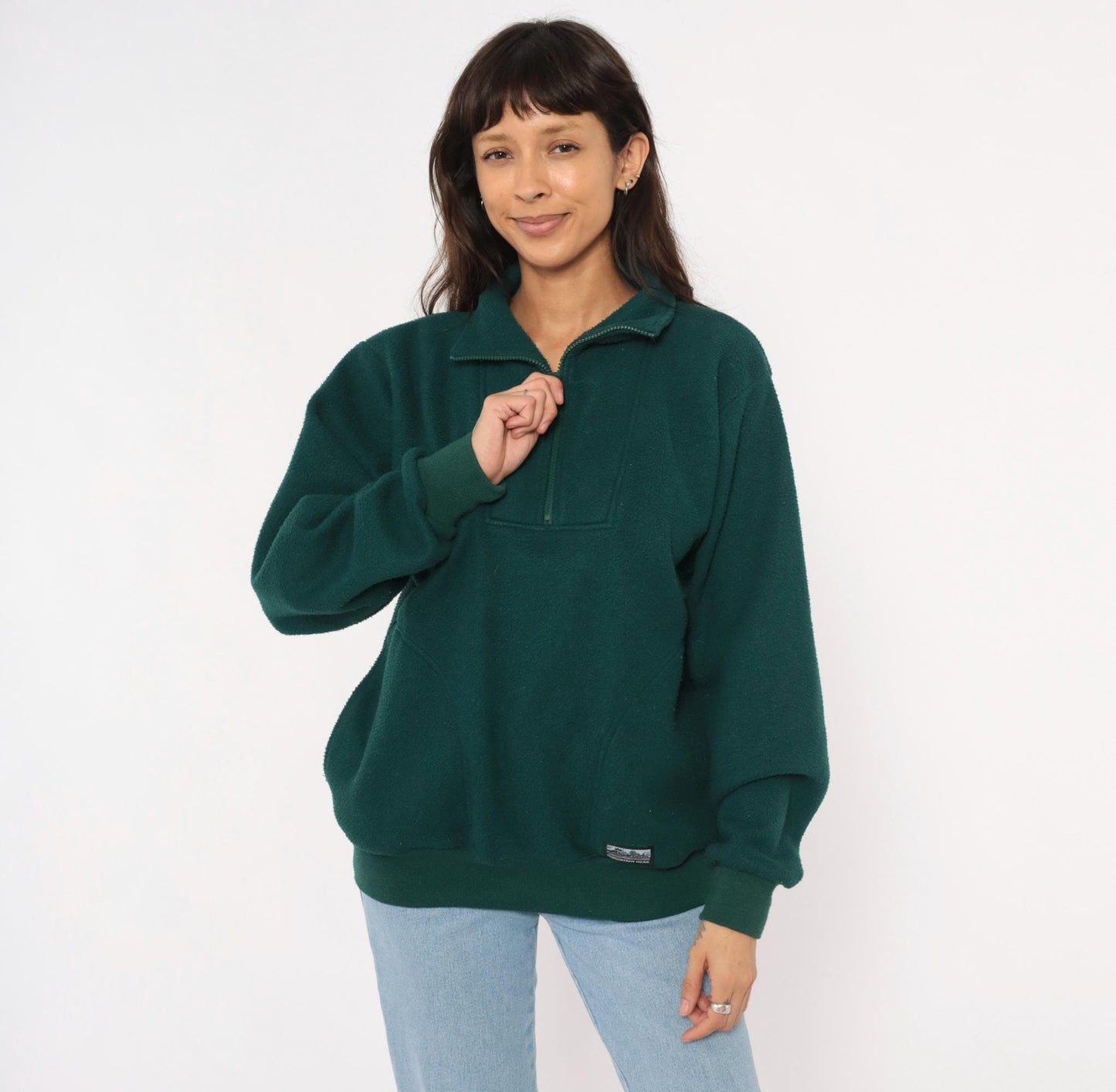 90s Mountain Gear Forest Green Quarter Zip Fleece Pullover Mens Medium