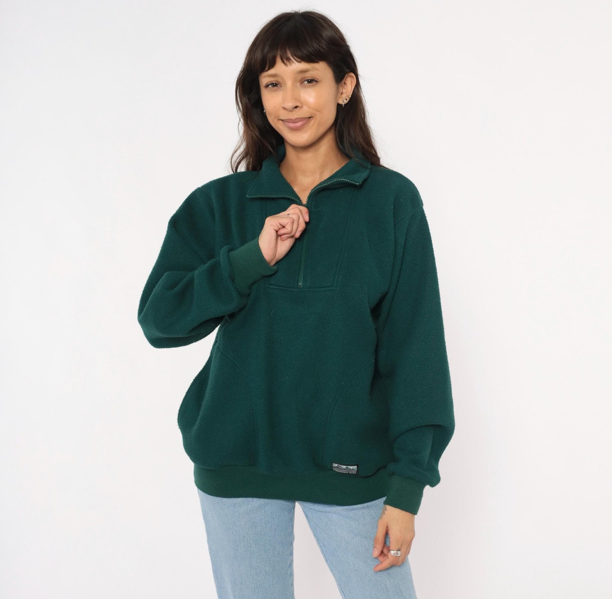 90s Mountain Gear Forest Green Quarter Zip Fleece Pullover Mens Medium