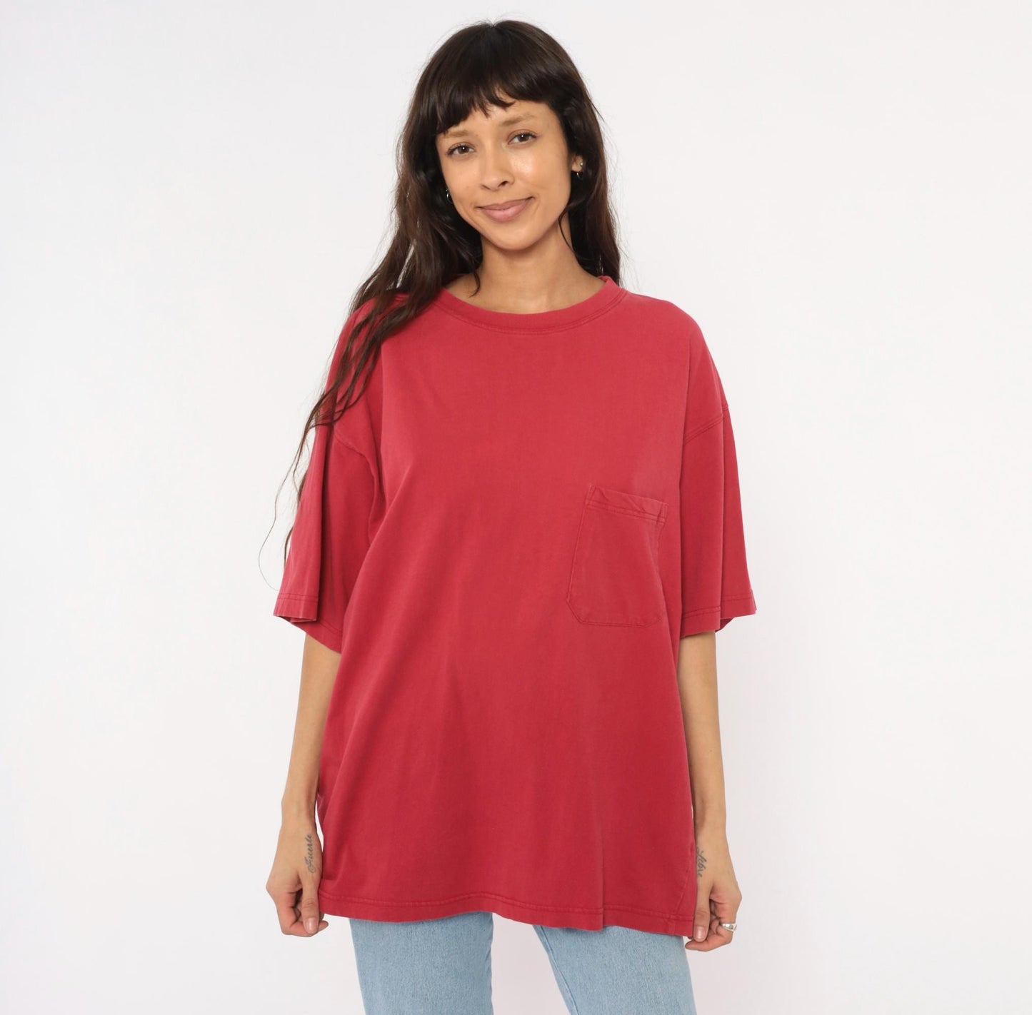 90s American Eagle Red Pocket Tee Cotton Crew Neck Large L
