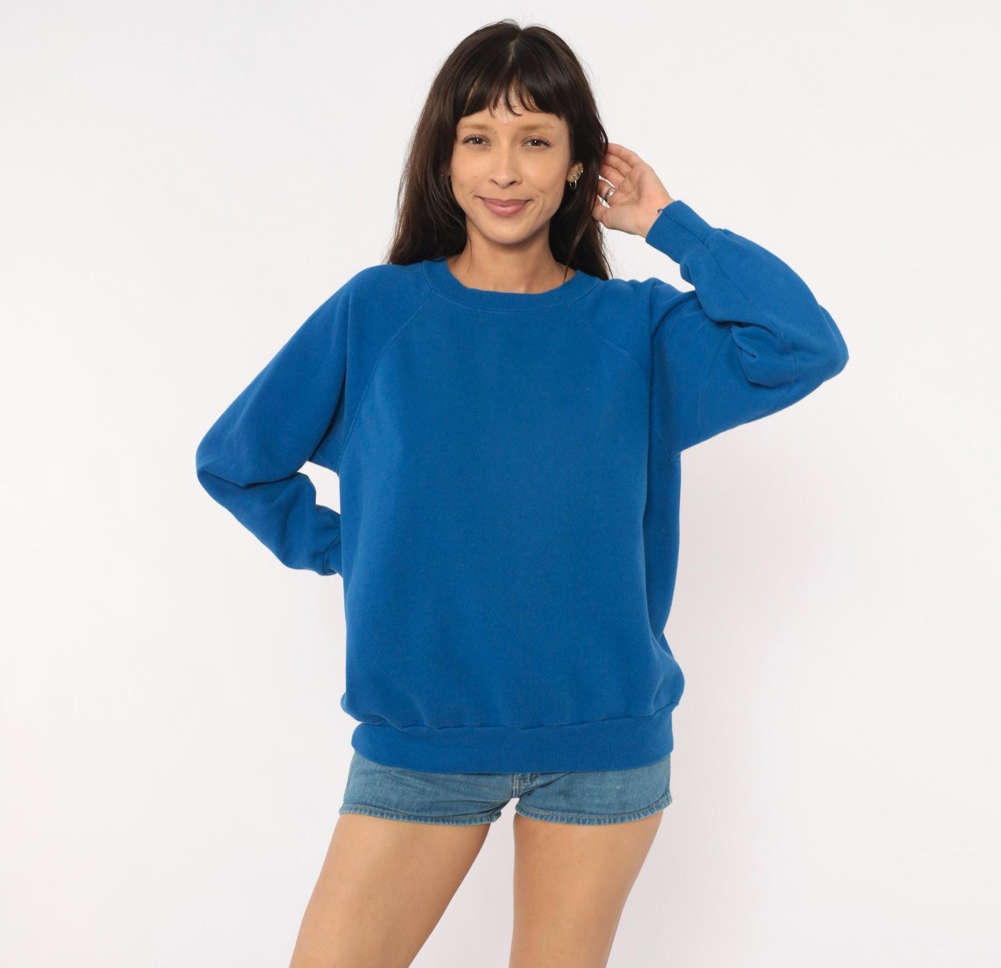 80s Pannill Cobalt Raglan Sweatshirt Crewneck Pullover Blue Large L