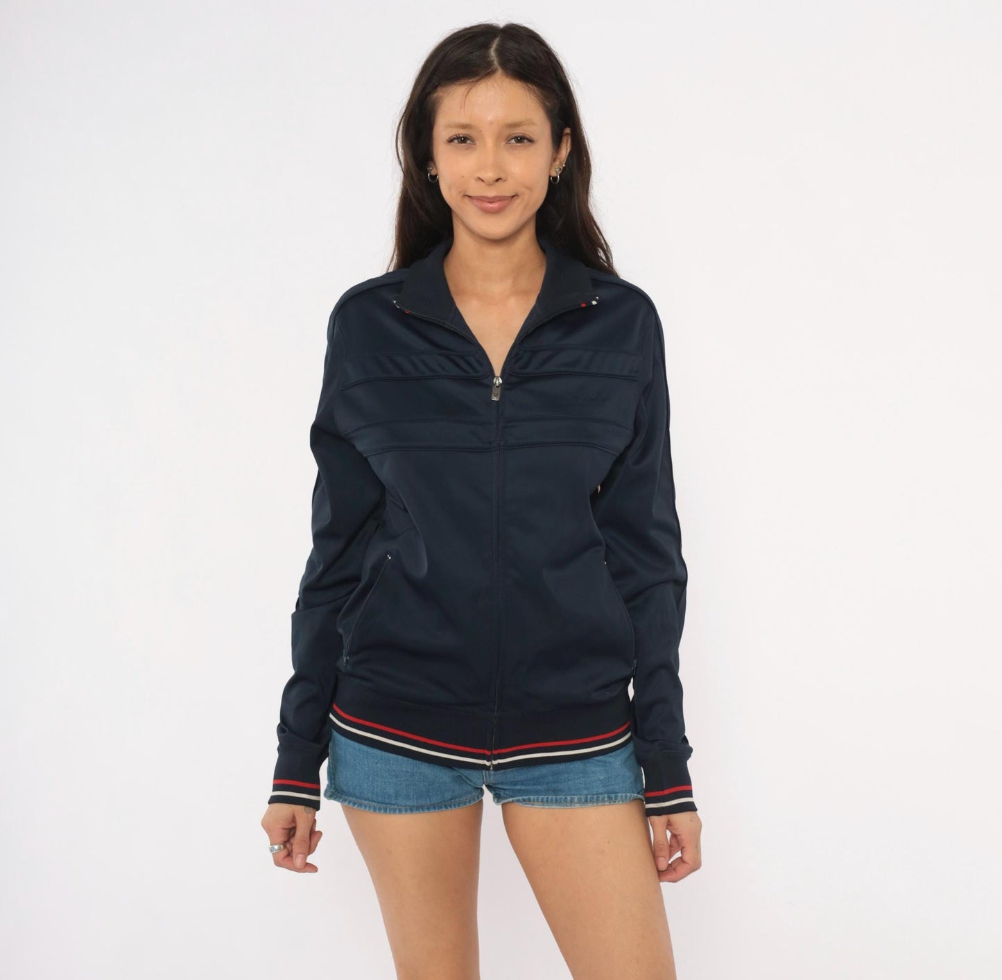Ben Sherman Navy Track Jacket Y2K Striped Zip Windbreaker Small