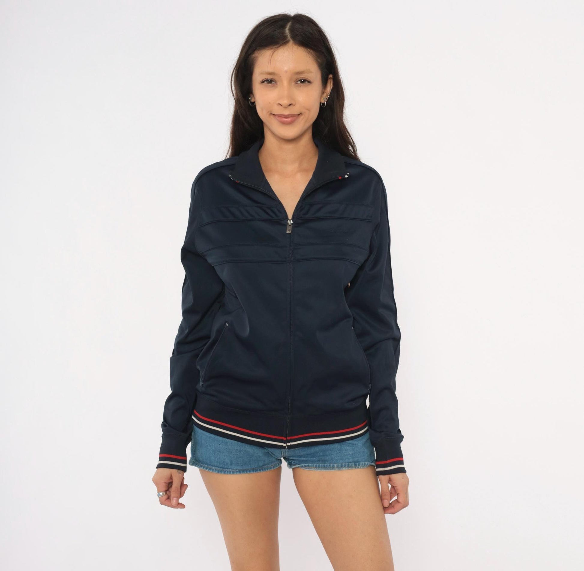 Ben Sherman Navy Track Jacket Y2K Striped Zip Windbreaker Small