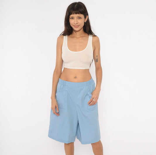 80s Haband Sky Blue Culottes Wide Leg Shorts Palazzo Pants Extra Large XL