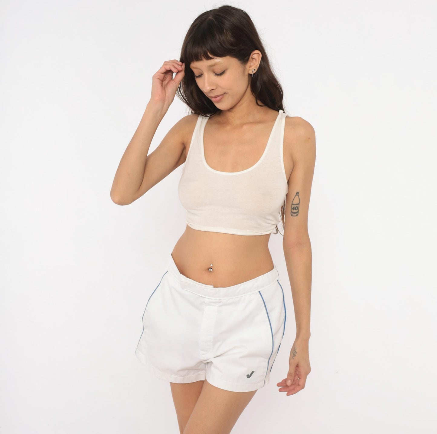 80s Jantzen Tennis Shorts White Cobalt Piping Athletic Medium