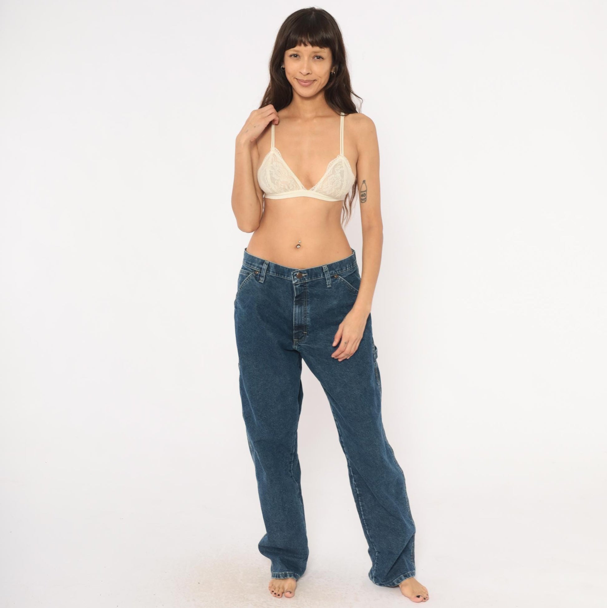 Y2K Wrangler Carpenter Jeans Navy Denim Straight Leg 34x32 Large