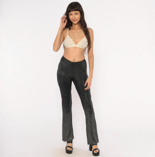 90s Je Taime Black Sequin Straight Leg Pants Low Rise Small