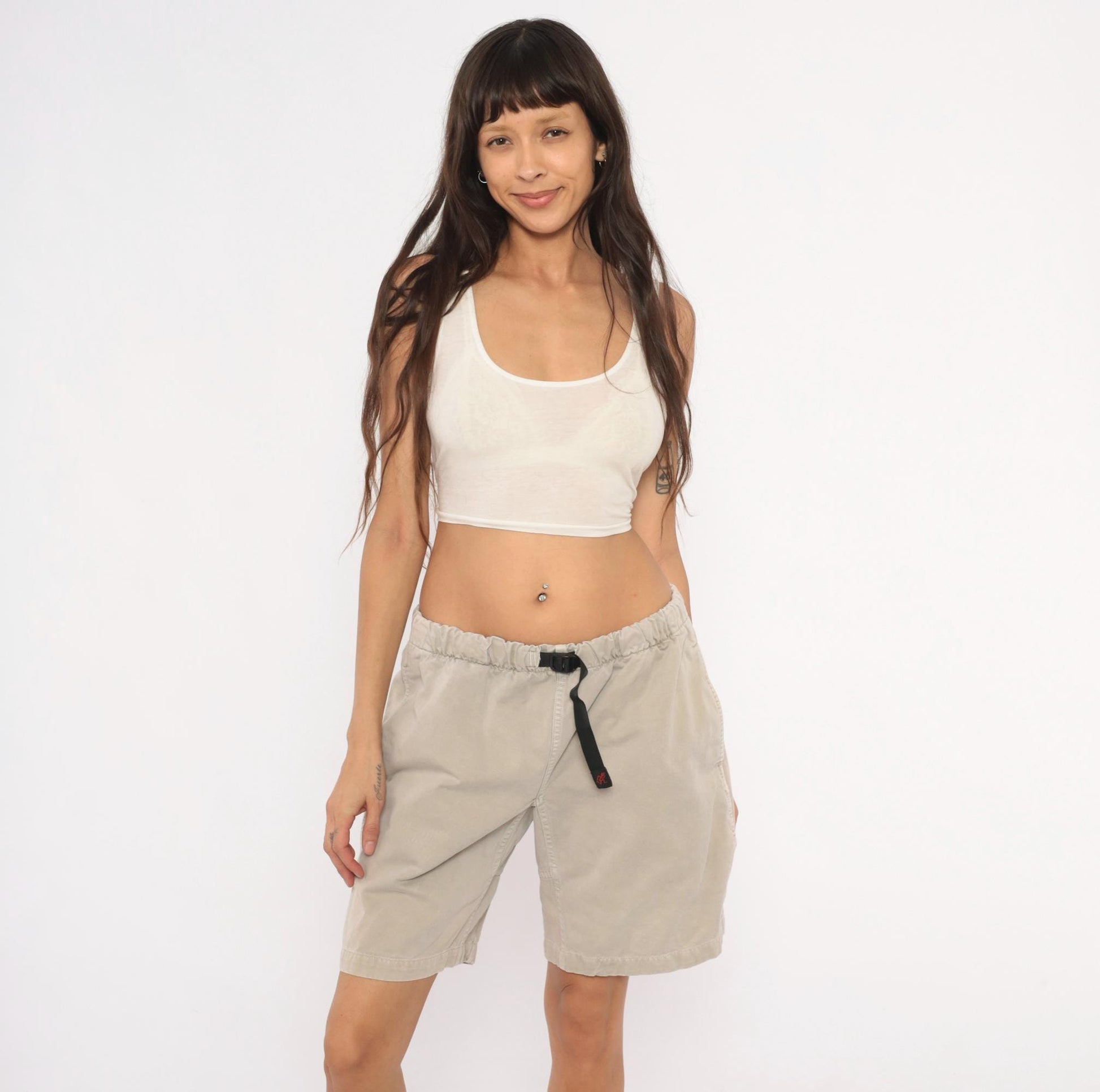 90s Gramicci Climbing Shorts Khaki Cotton Buckle Belt Large L