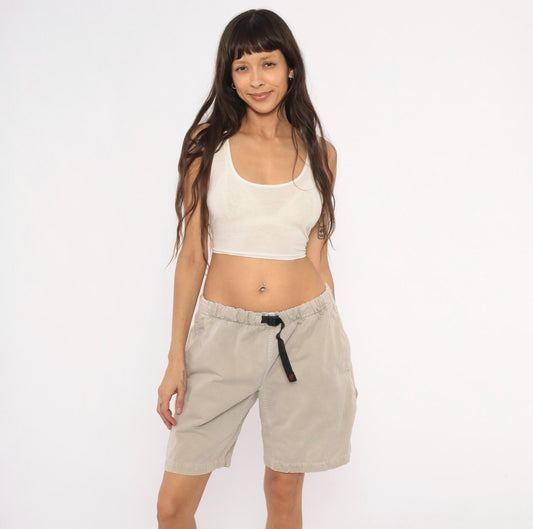 90s Gramicci Climbing Shorts Khaki Cotton Buckle Belt Large L