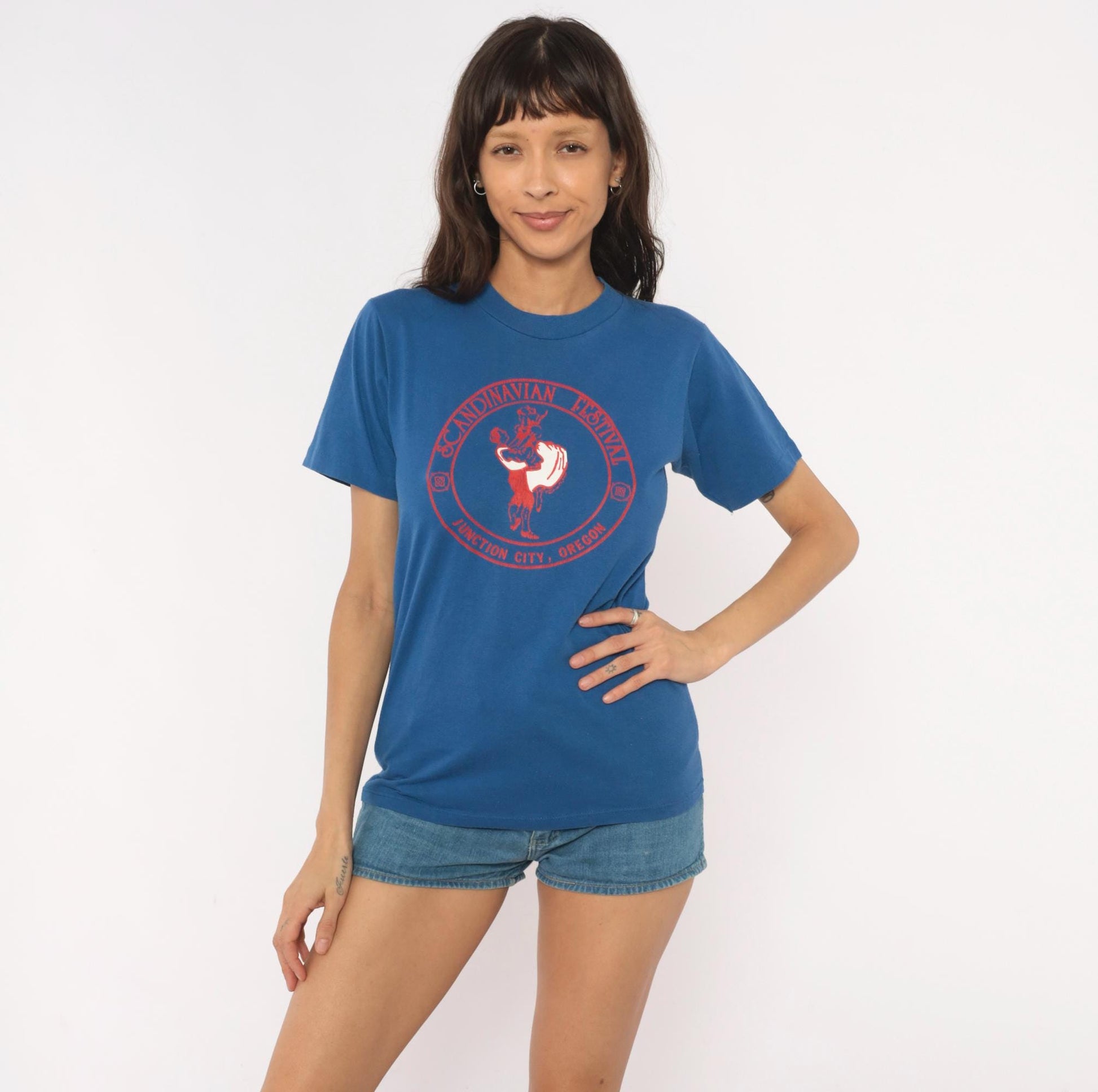 80s Scandinavian Festival Junction City Oregon Graphic Tee Blue Small