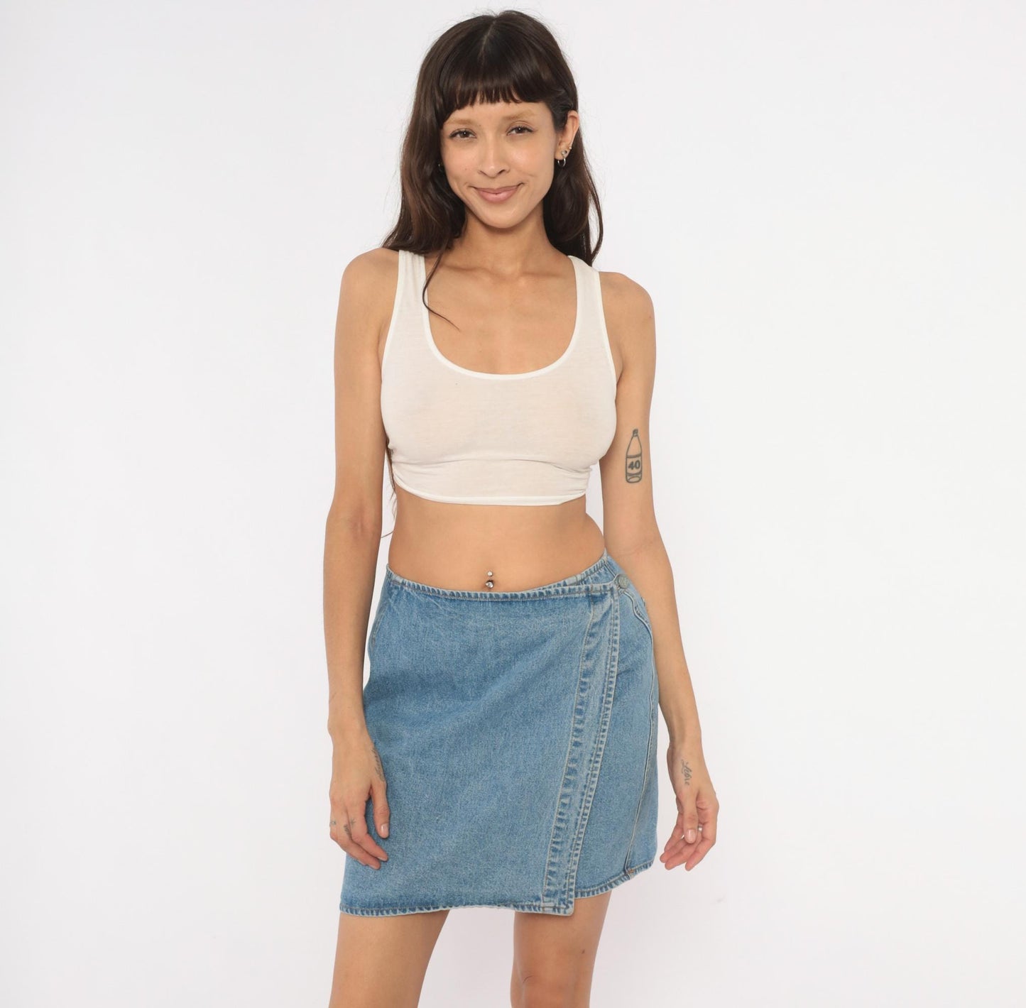 90s Calvin Klein Denim Mini Skirt Light Wash Blue A-Line Small S