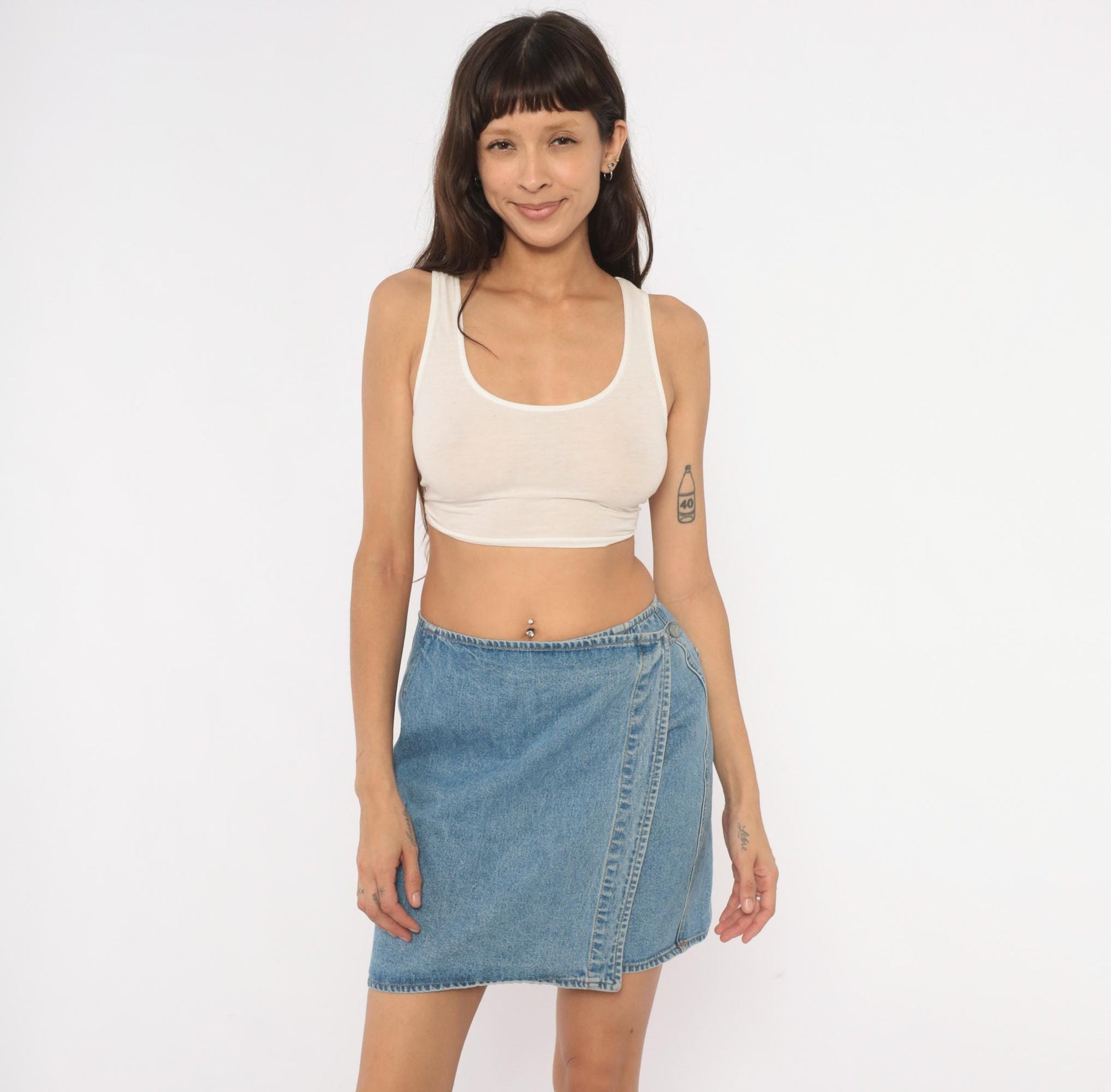 90s Calvin Klein Denim Mini Skirt Light Wash Blue A-Line Small S